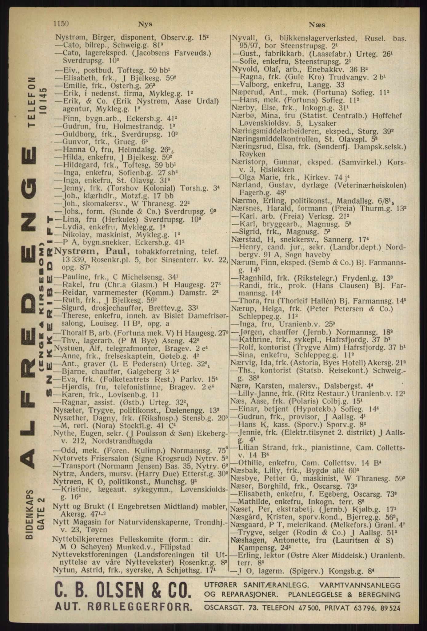 Kristiania/Oslo adressebok, PUBL/-, 1937, s. 1150