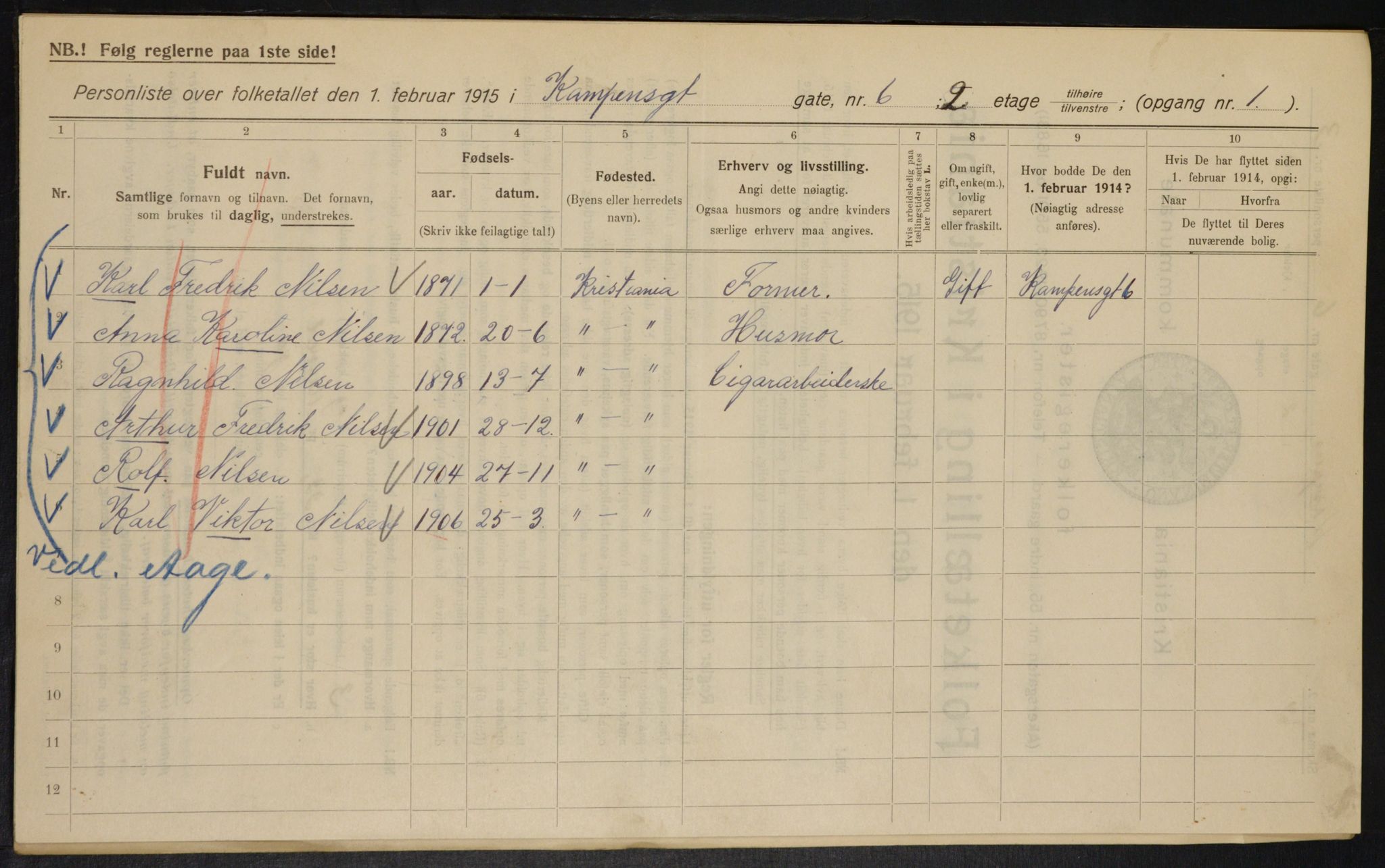 OBA, Kommunal folketelling 1.2.1915 for Kristiania, 1915, s. 47275