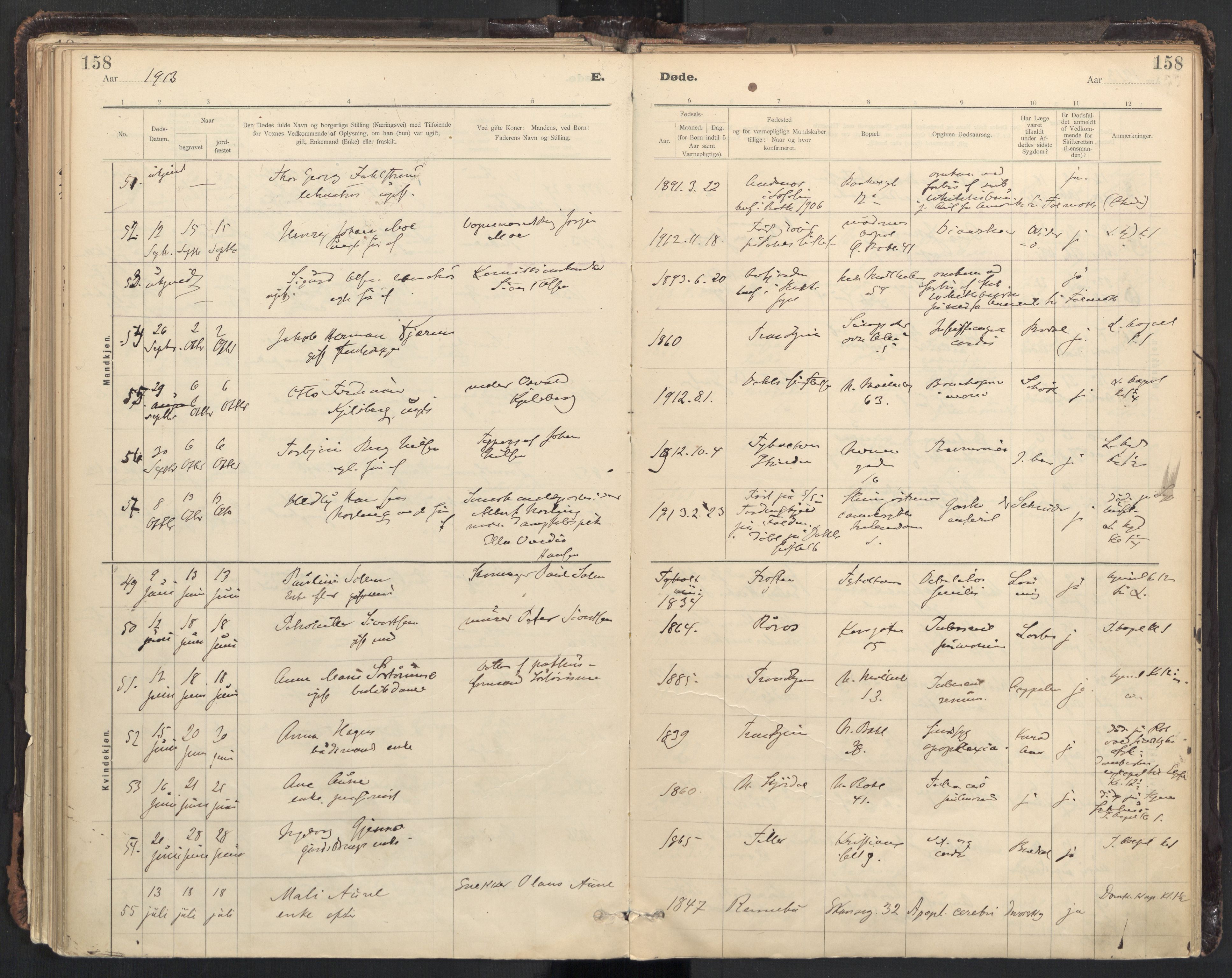 Ministerialprotokoller, klokkerbøker og fødselsregistre - Sør-Trøndelag, AV/SAT-A-1456/604/L0204: Ministerialbok nr. 604A24, 1911-1920, s. 158