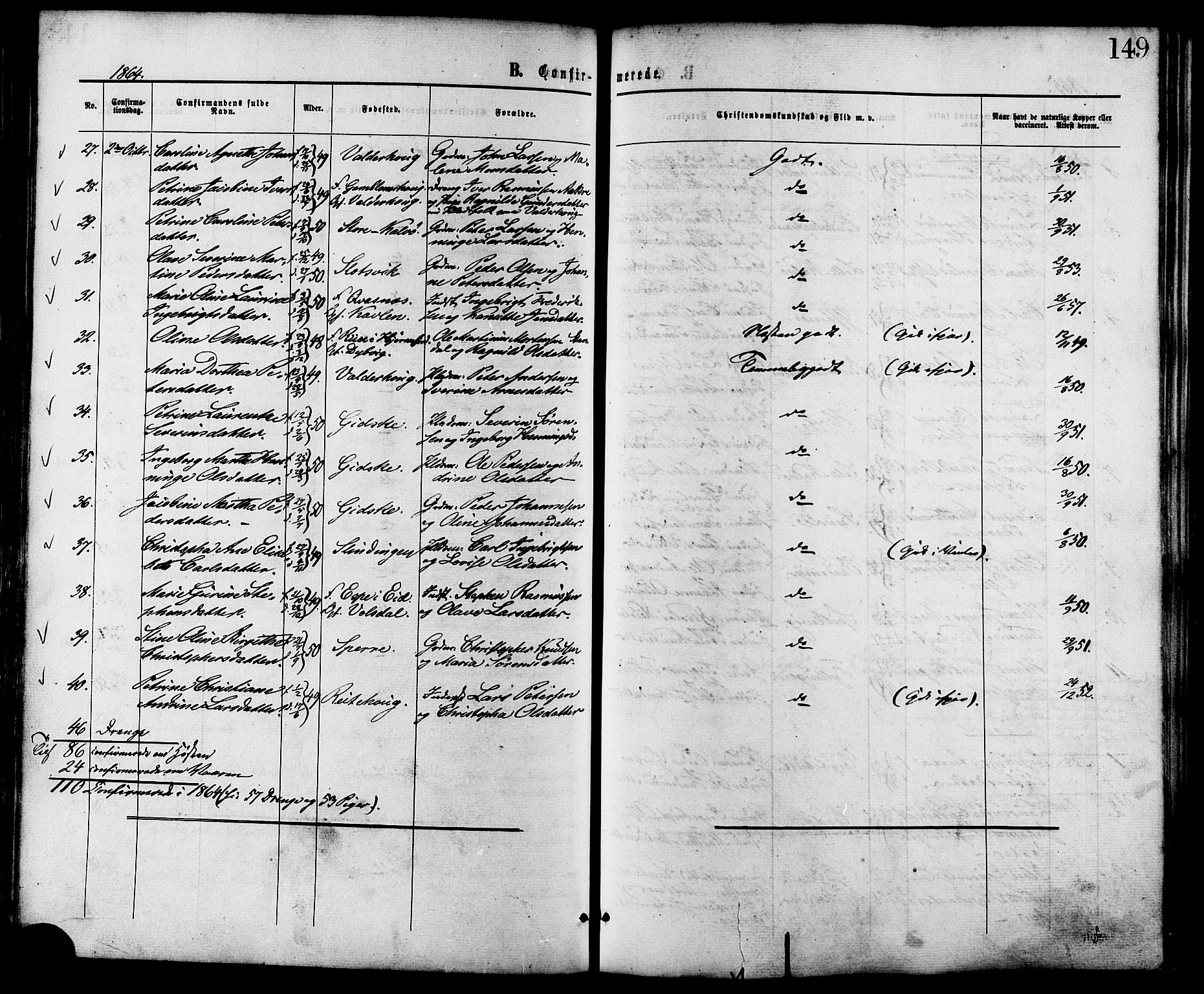 Ministerialprotokoller, klokkerbøker og fødselsregistre - Møre og Romsdal, AV/SAT-A-1454/528/L0399: Ministerialbok nr. 528A10, 1864-1879, s. 149