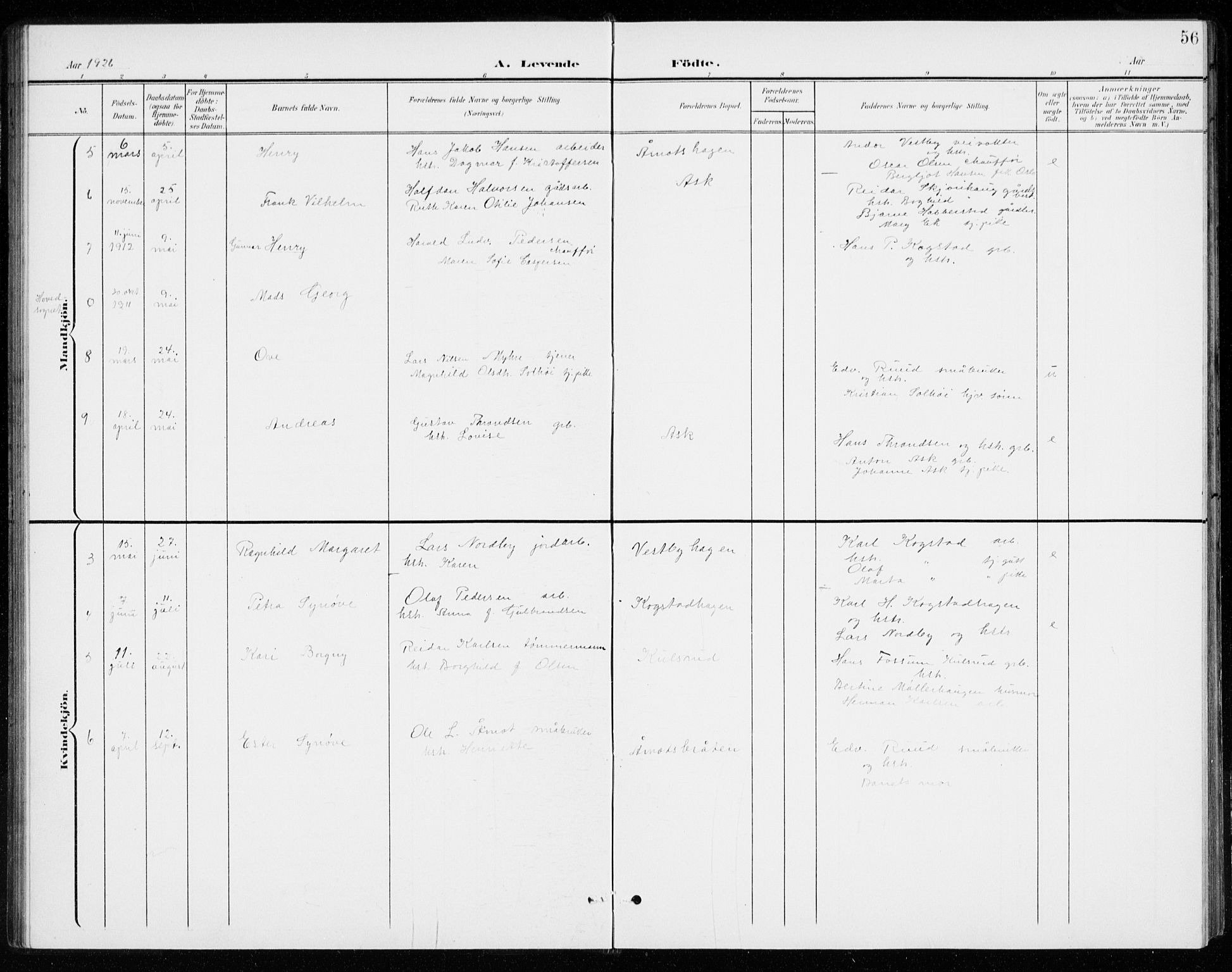 Gjerdrum prestekontor Kirkebøker, AV/SAO-A-10412b/G/Gb/L0001: Klokkerbok nr. II 1, 1901-1944, s. 56