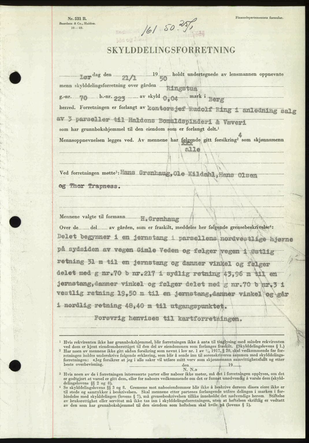 Idd og Marker sorenskriveri, SAO/A-10283/G/Gb/Gbb/L0013: Pantebok nr. A13, 1949-1950, Dagboknr: 161/1950