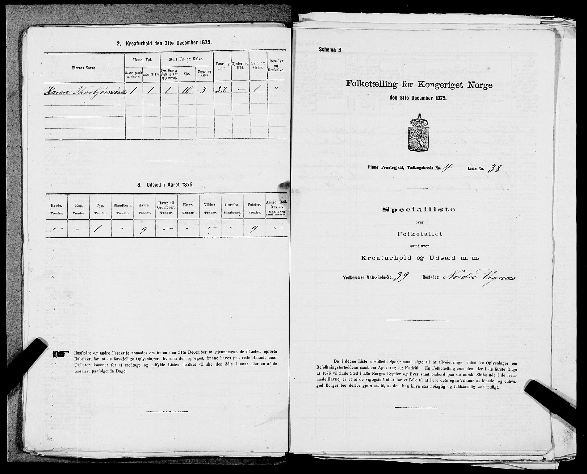 SAST, Folketelling 1875 for 1141P Finnøy prestegjeld, 1875, s. 454