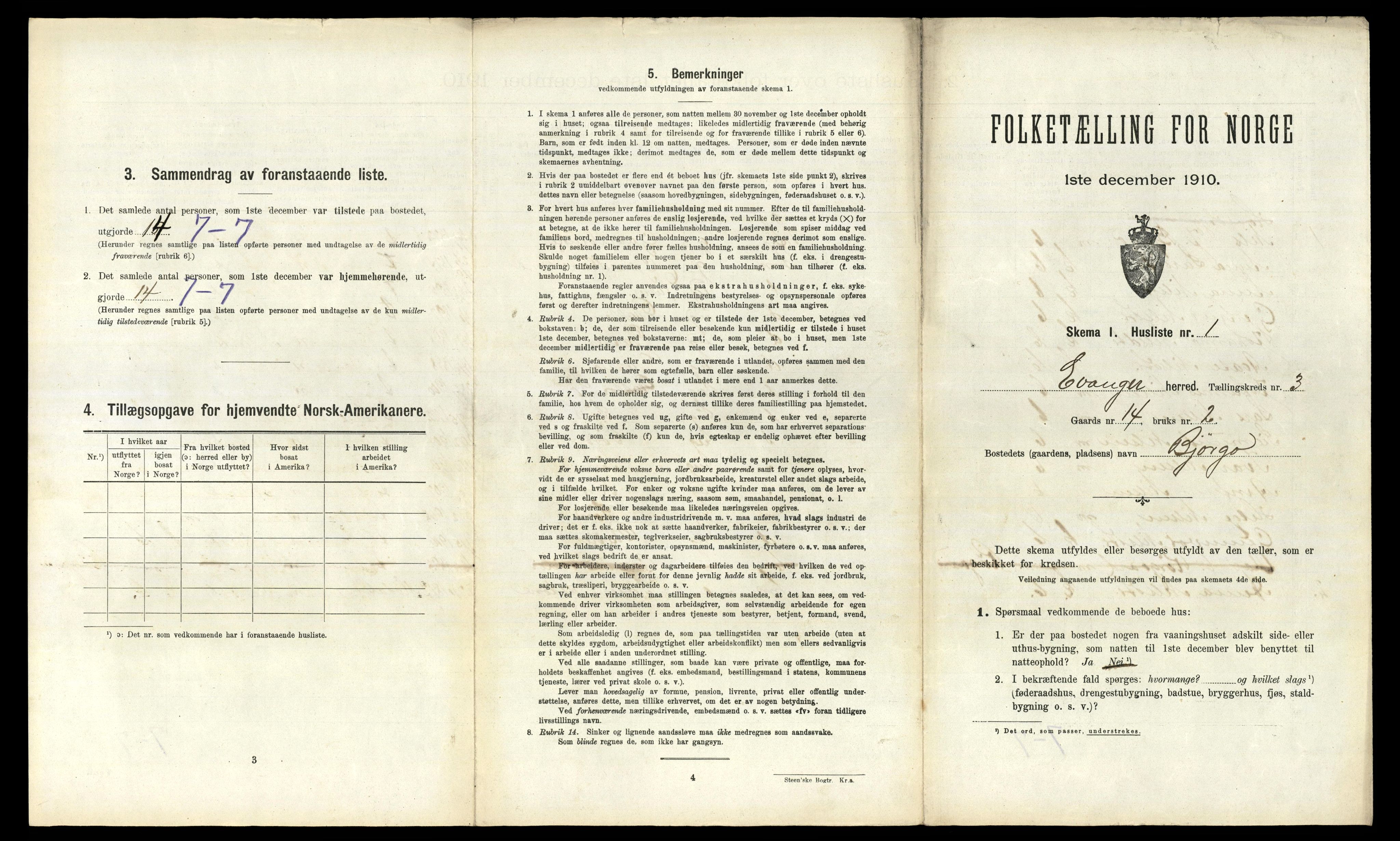 RA, Folketelling 1910 for 1237 Evanger herred, 1910, s. 97