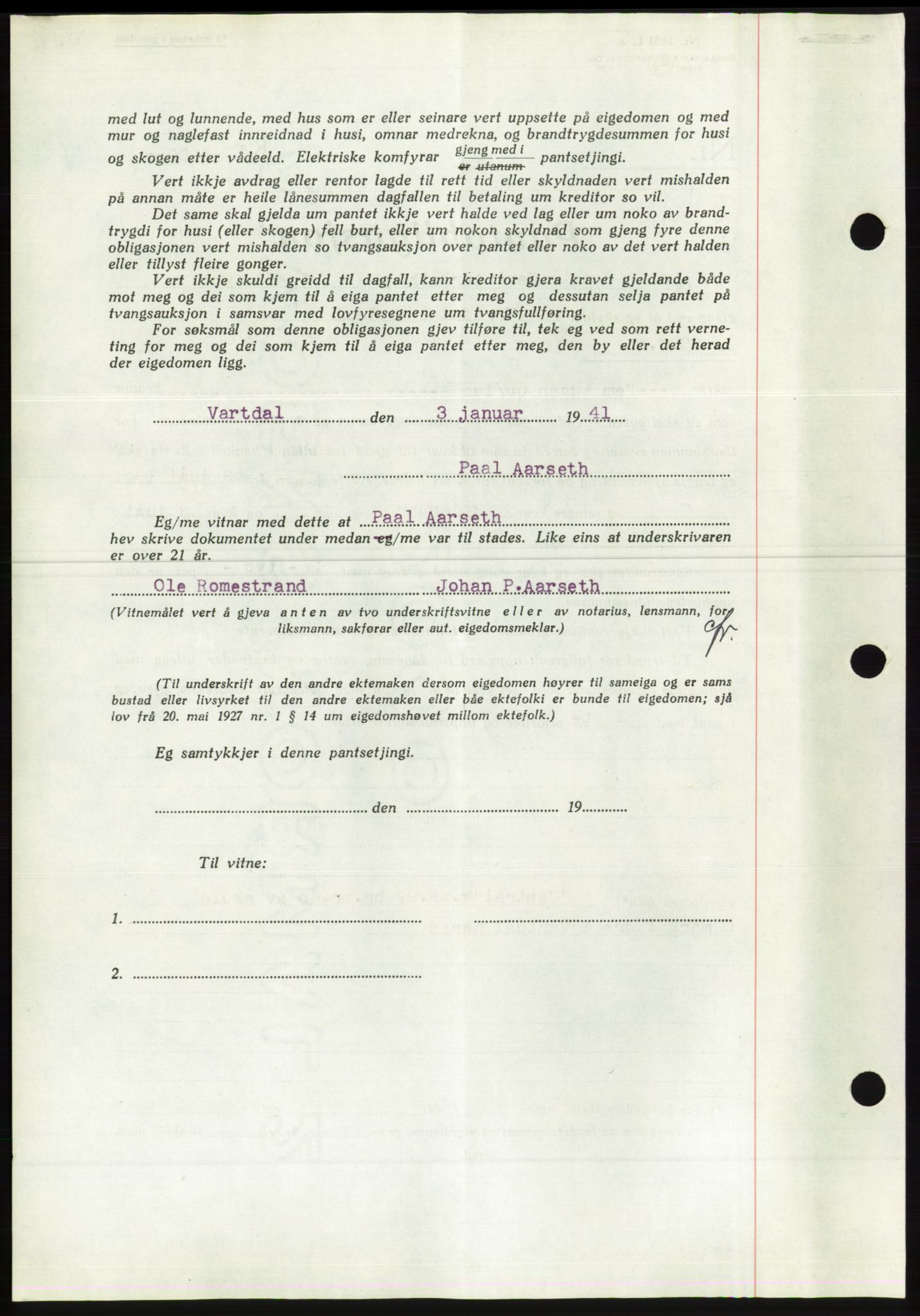 Søre Sunnmøre sorenskriveri, AV/SAT-A-4122/1/2/2C/L0070: Pantebok nr. 64, 1940-1941, Dagboknr: 81/1941