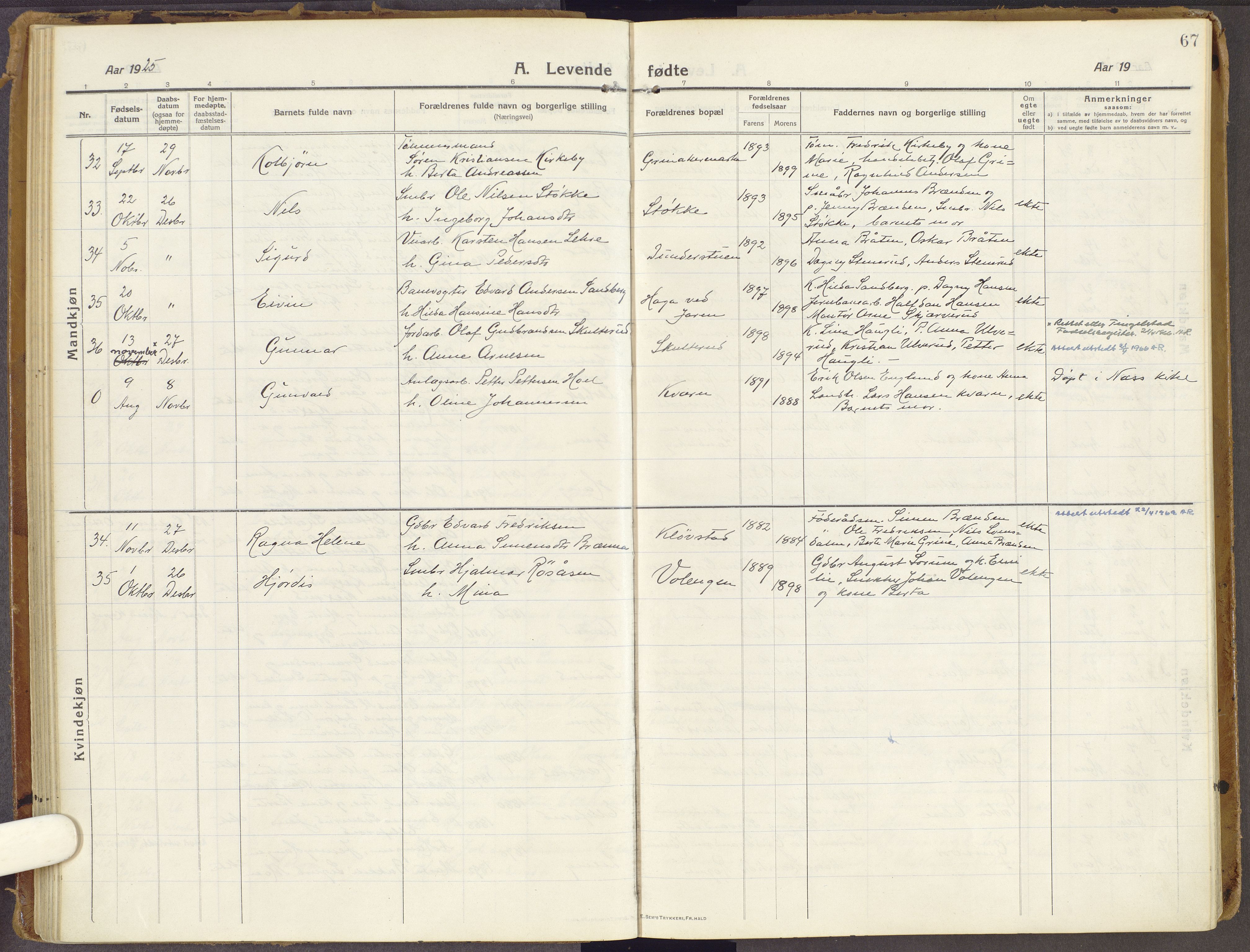 Brandbu prestekontor, AV/SAH-PREST-114/H/Ha/Haa/L0003: Ministerialbok nr. 3, 1914-1928, s. 67