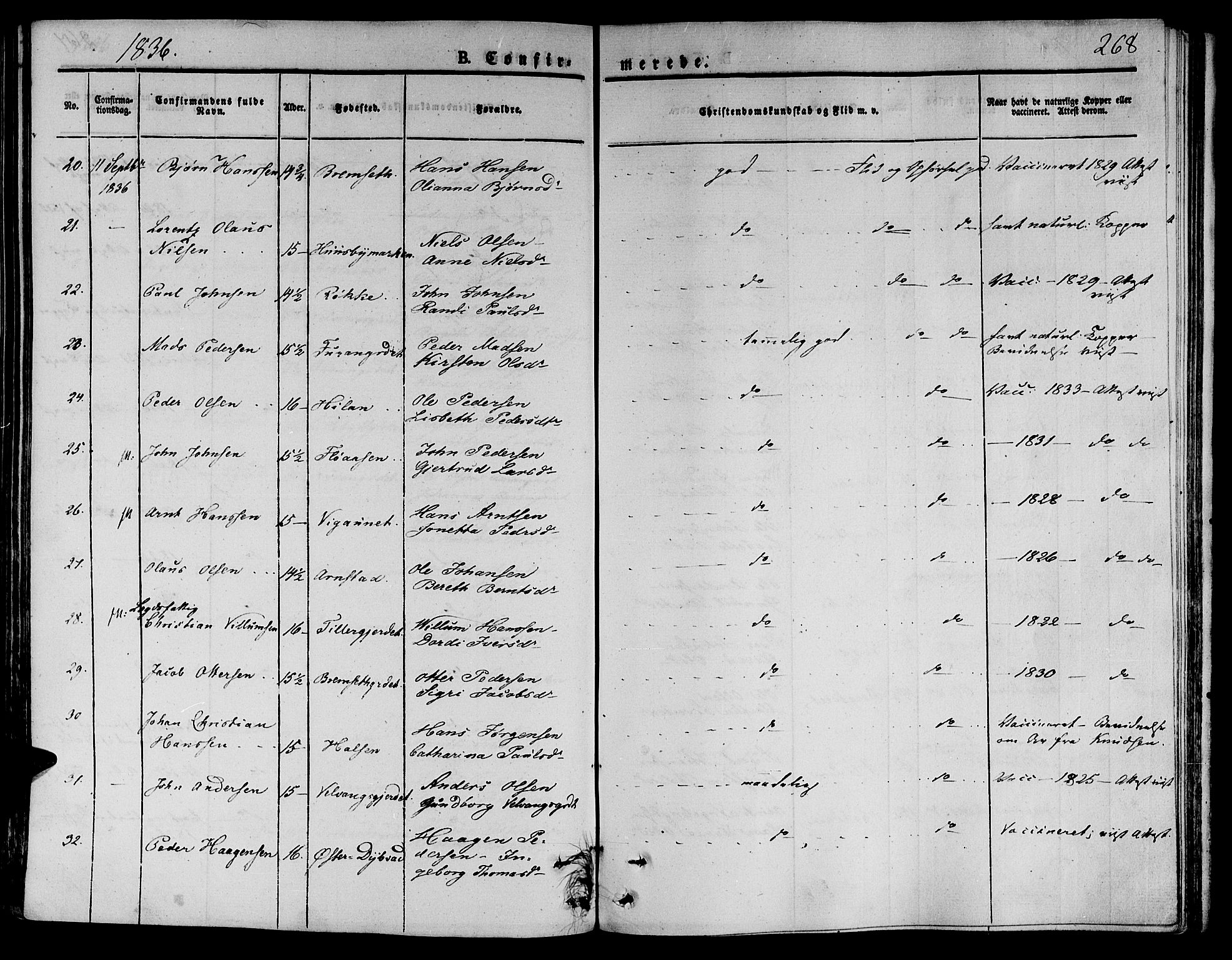 Ministerialprotokoller, klokkerbøker og fødselsregistre - Nord-Trøndelag, AV/SAT-A-1458/709/L0071: Ministerialbok nr. 709A11, 1833-1844, s. 268