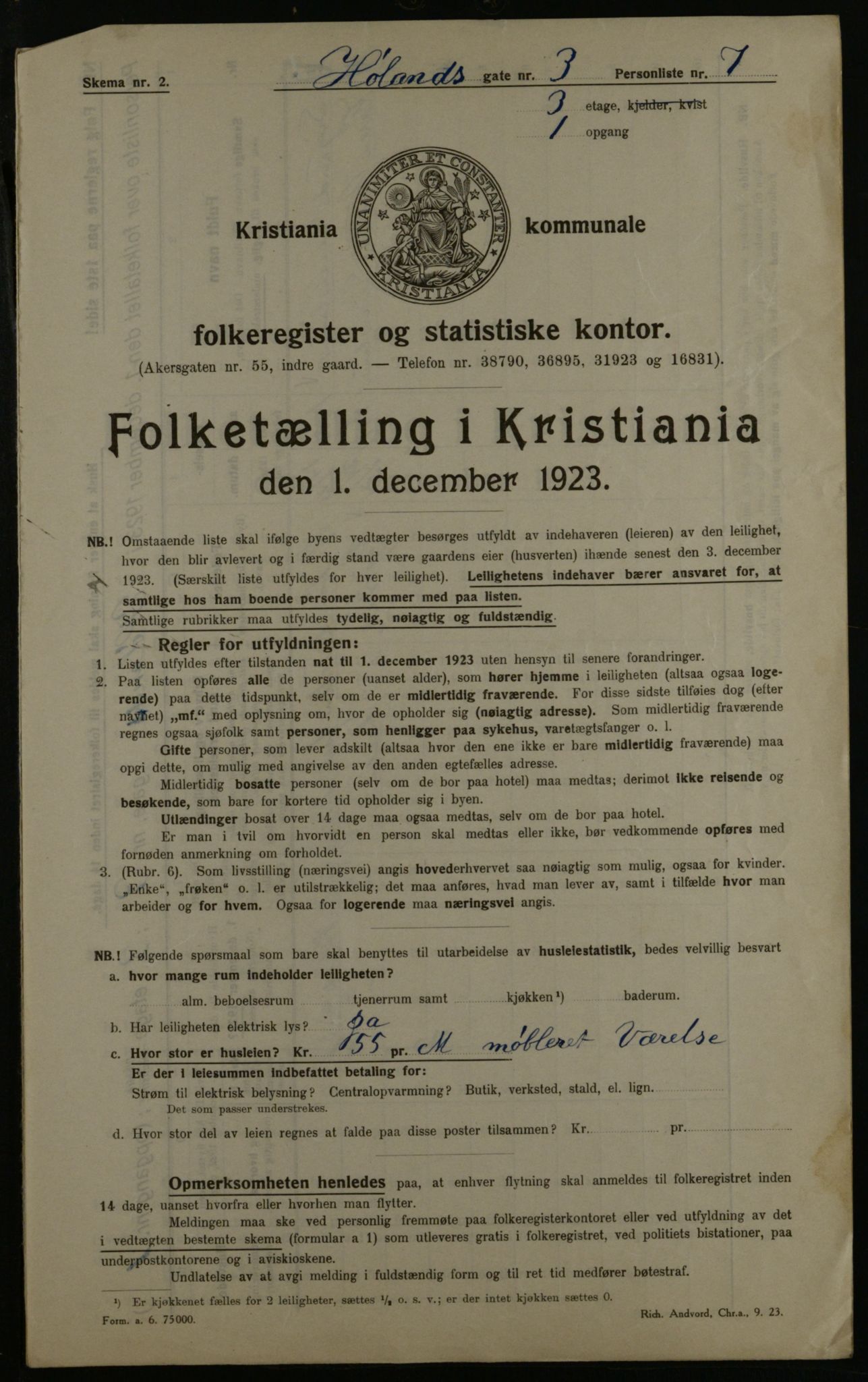 OBA, Kommunal folketelling 1.12.1923 for Kristiania, 1923, s. 47156