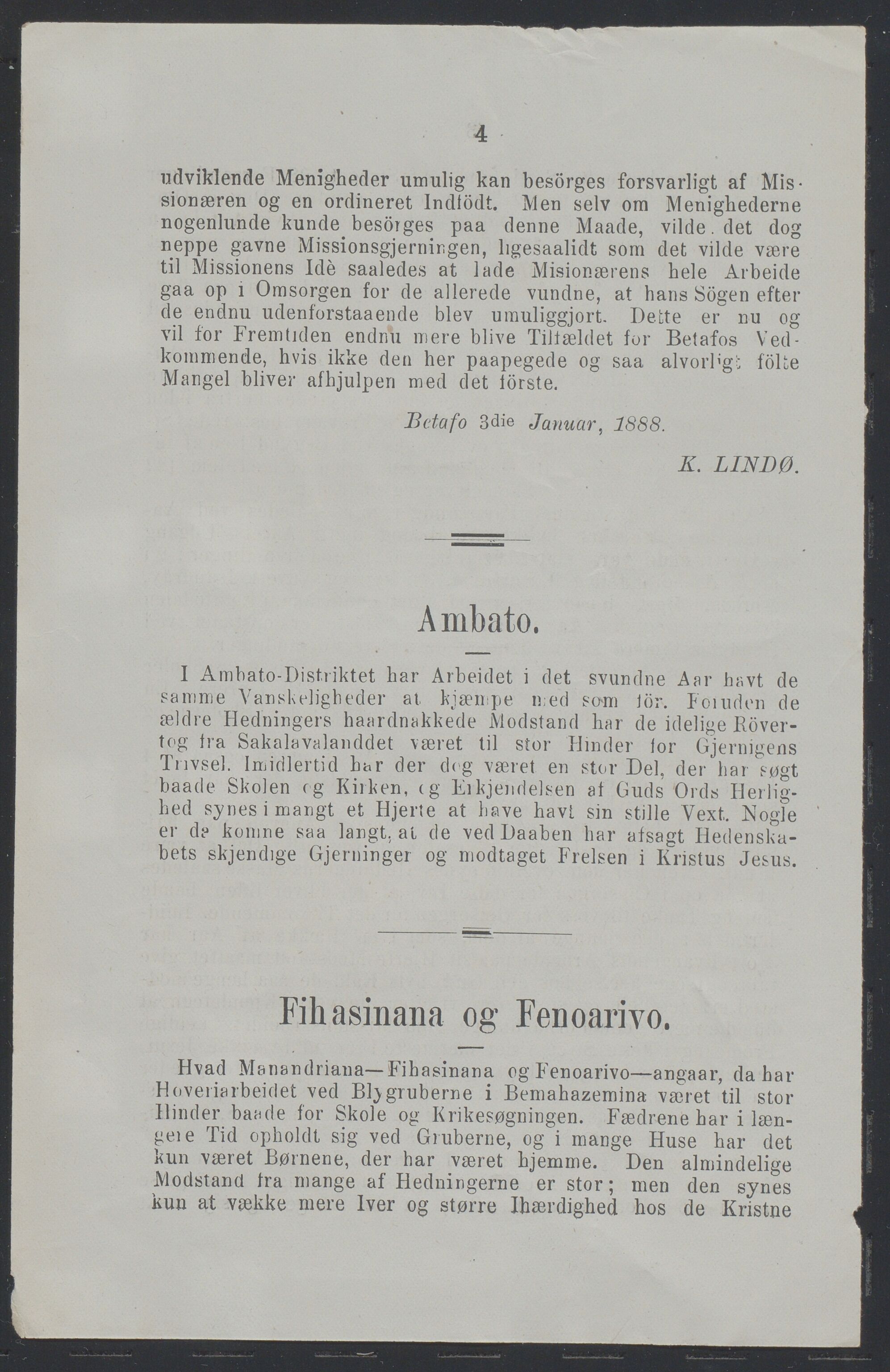 Det Norske Misjonsselskap - hovedadministrasjonen, VID/MA-A-1045/D/Da/Daa/L0037/0006: Konferansereferat og årsberetninger / Konferansereferat fra Madagaskar Innland., 1888, s. 4