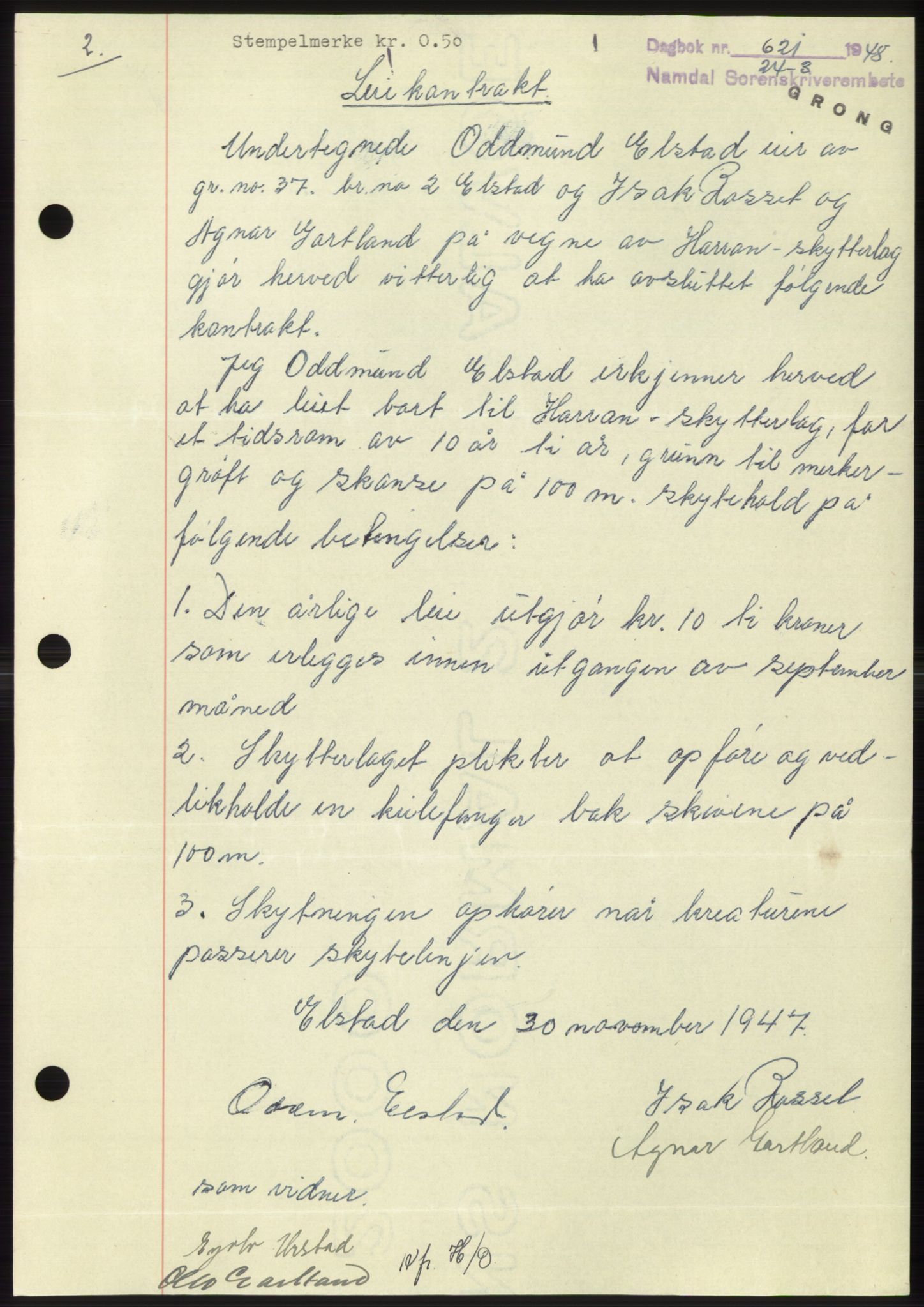 Namdal sorenskriveri, SAT/A-4133/1/2/2C: Pantebok nr. -, 1947-1948, Dagboknr: 621/1948