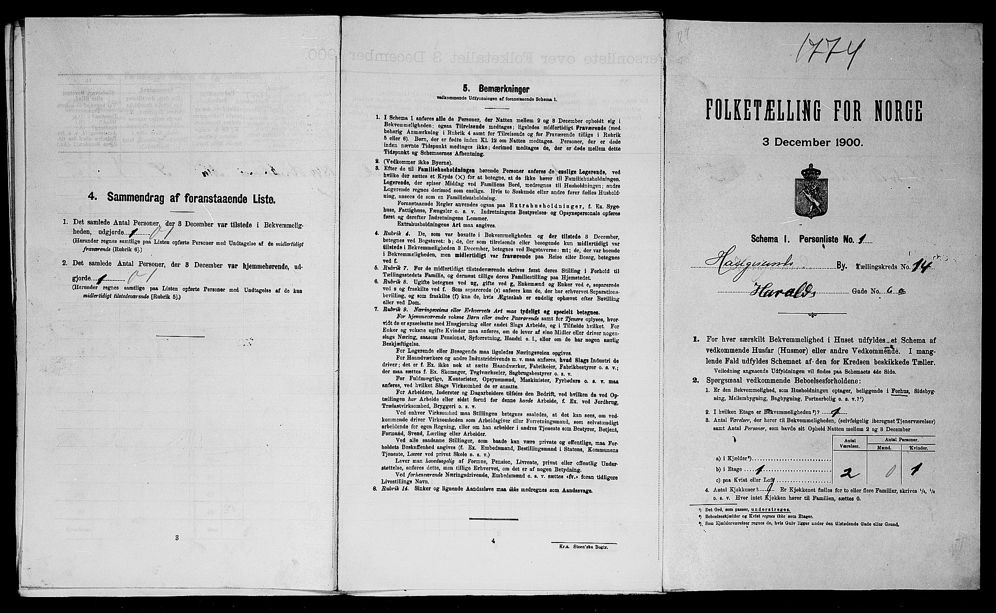SAST, Folketelling 1900 for 1106 Haugesund kjøpstad, 1900, s. 3839