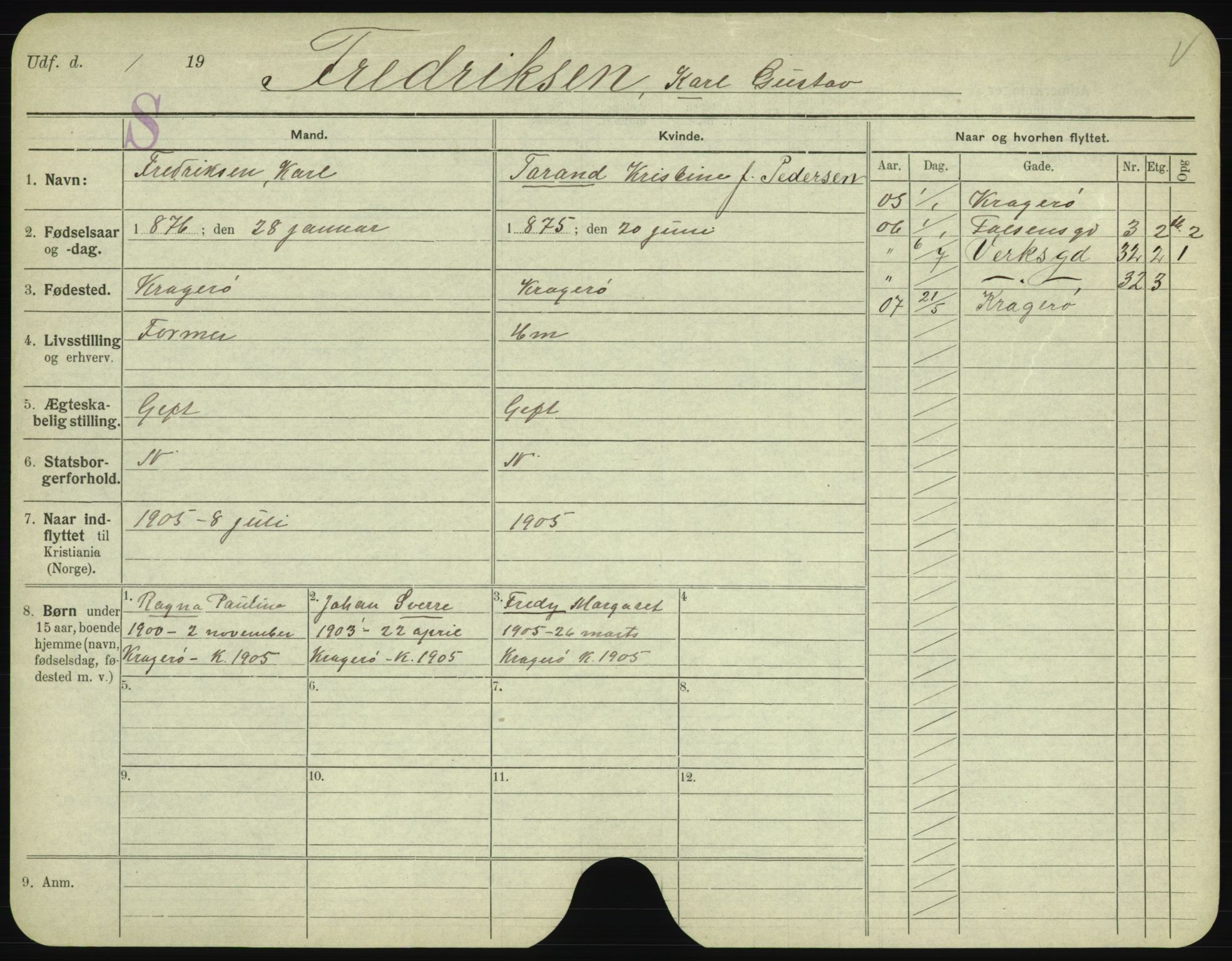 Oslo folkeregister, Registerkort, AV/SAO-A-11715/F/Fa/Fac/L0003: Menn, 1906-1914, s. 273a