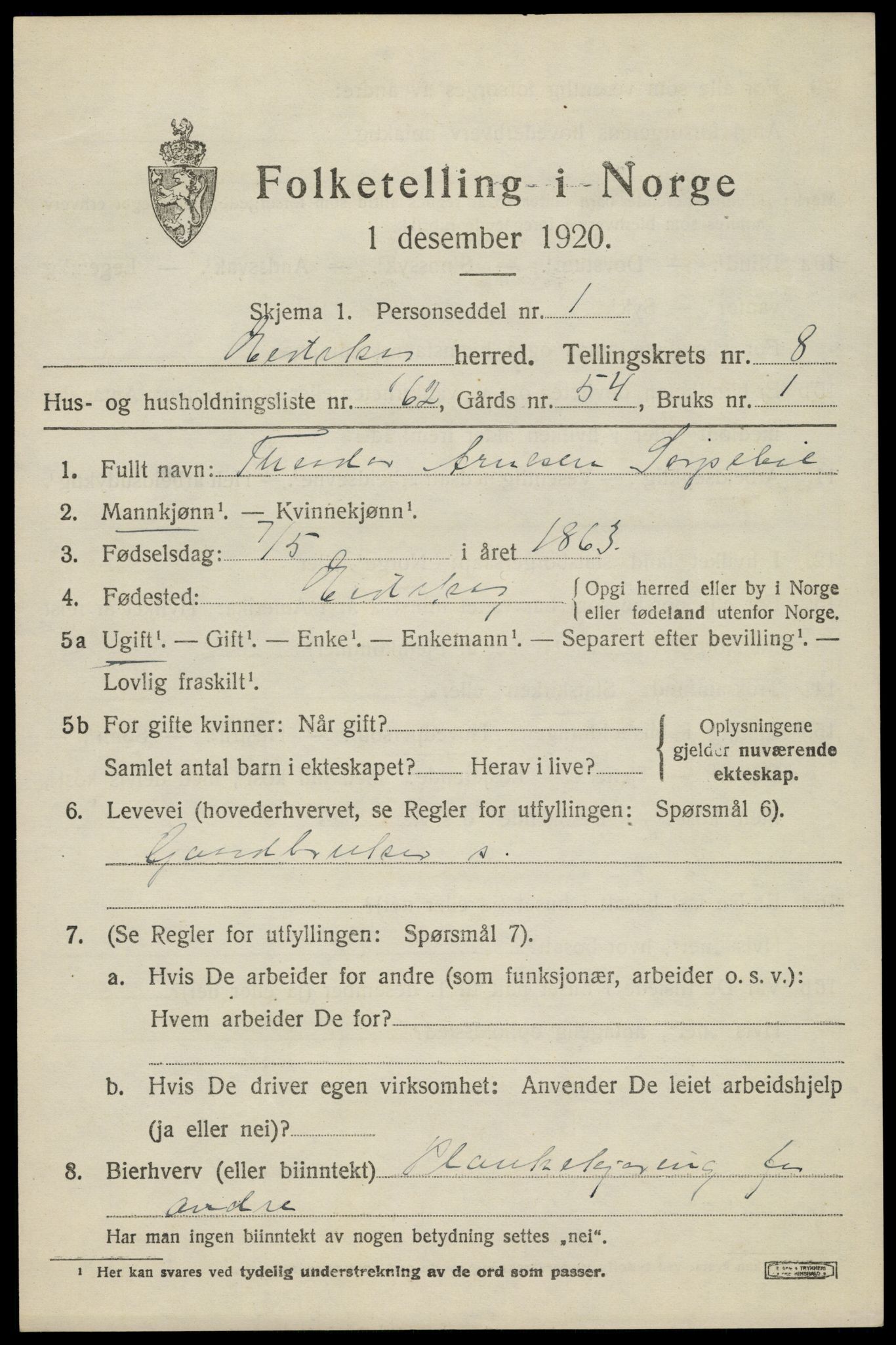 SAH, Folketelling 1920 for 0420 Eidskog herred, 1920, s. 9527