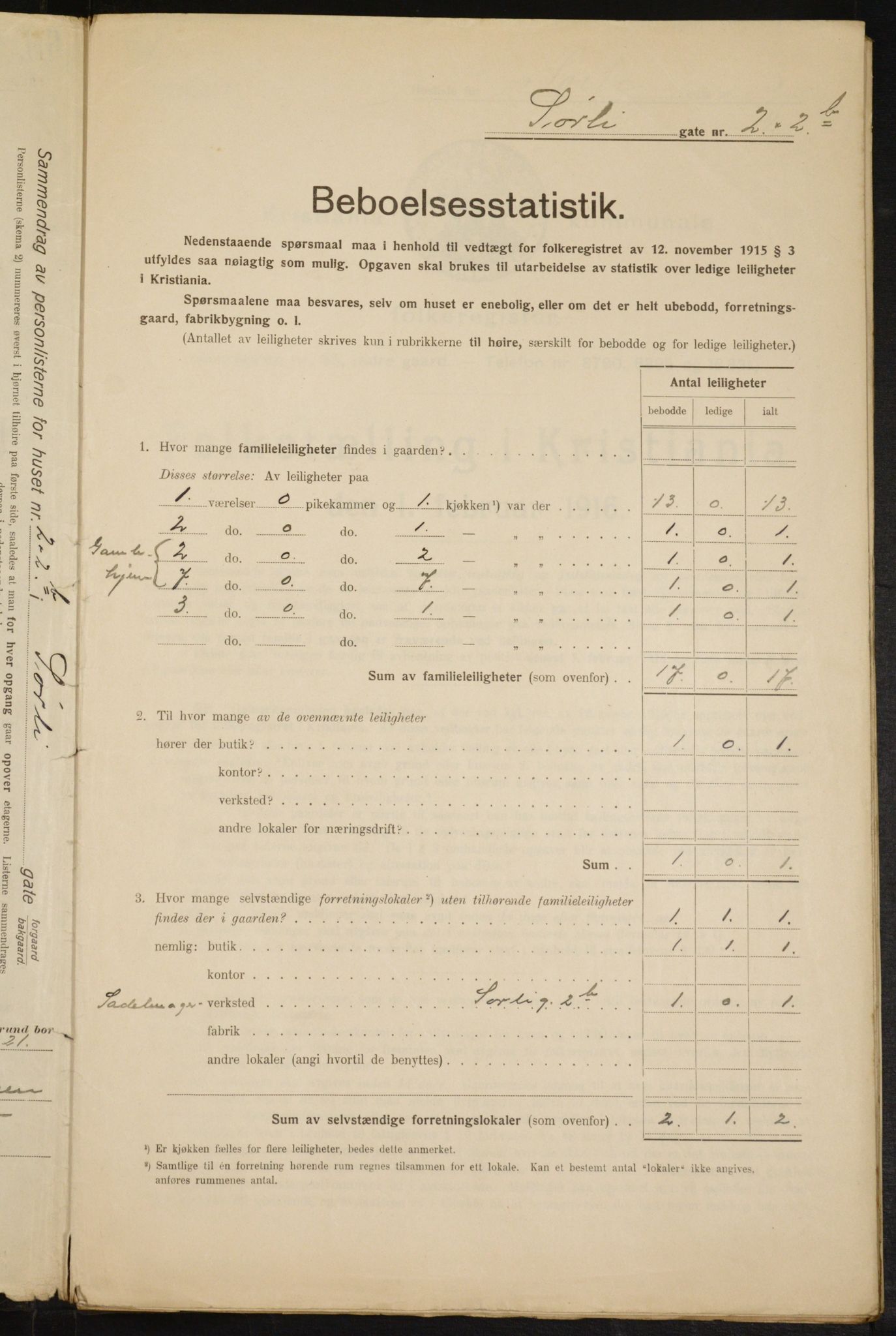 OBA, Kommunal folketelling 1.2.1916 for Kristiania, 1916, s. 109406