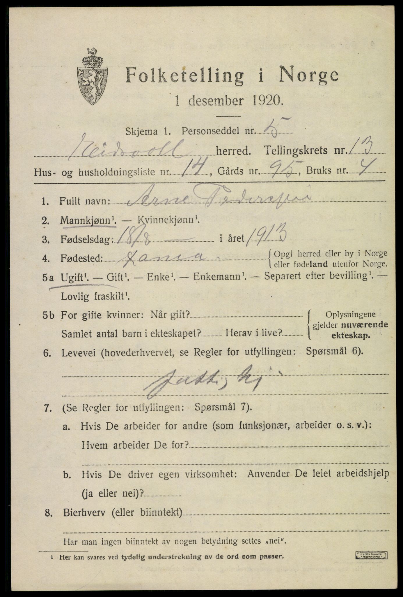 SAO, Folketelling 1920 for 0237 Eidsvoll herred, 1920, s. 20121