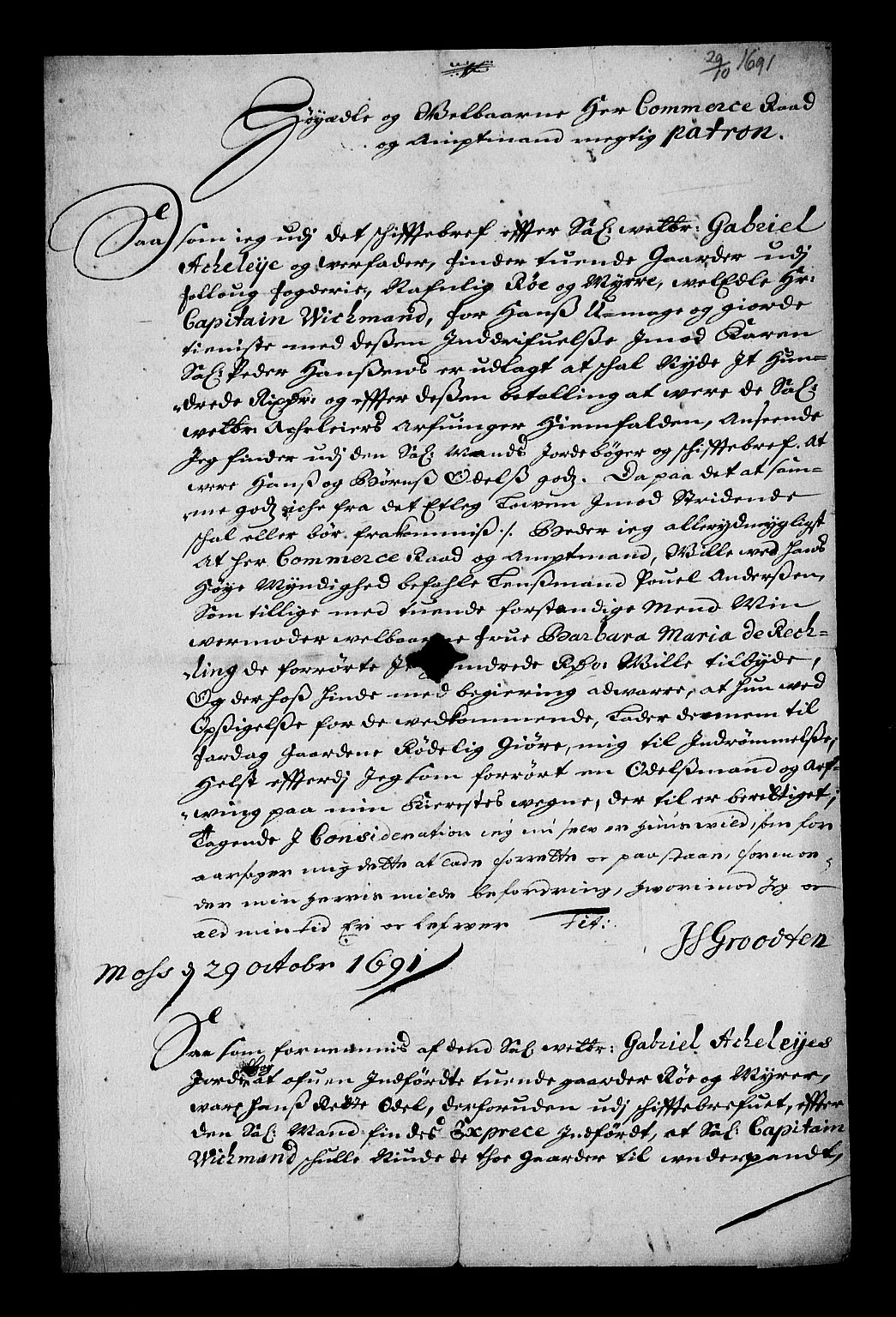 Stattholderembetet 1572-1771, RA/EA-2870/Af/L0004: Avskrifter av vedlegg til originale supplikker, nummerert i samsvar med supplikkbøkene, 1691-1694, s. 120