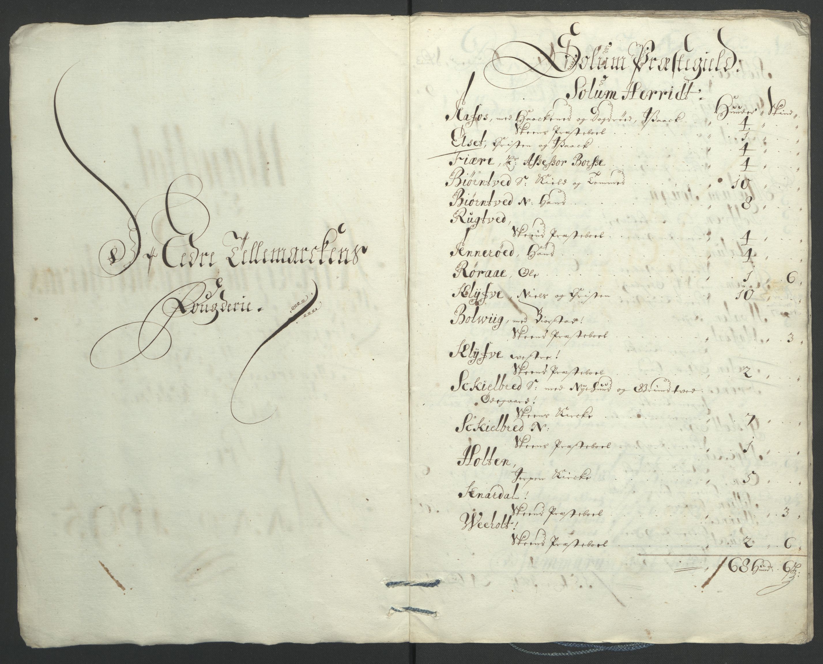 Rentekammeret inntil 1814, Reviderte regnskaper, Fogderegnskap, AV/RA-EA-4092/R36/L2093: Fogderegnskap Øvre og Nedre Telemark og Bamble, 1695, s. 496