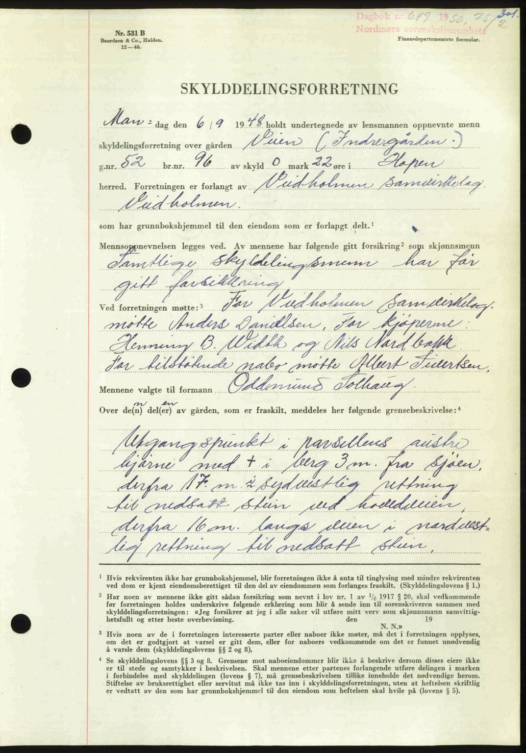 Nordmøre sorenskriveri, SAT/A-4132/1/2/2Ca: Pantebok nr. A114, 1950-1950, Dagboknr: 649/1950