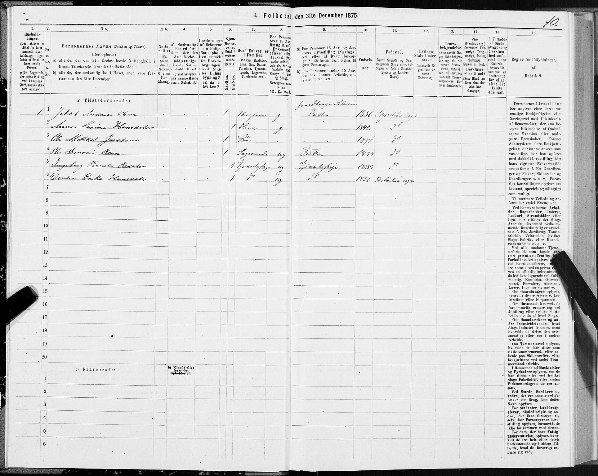 SAT, Folketelling 1875 for 1842P Skjerstad prestegjeld, 1875, s. 1010