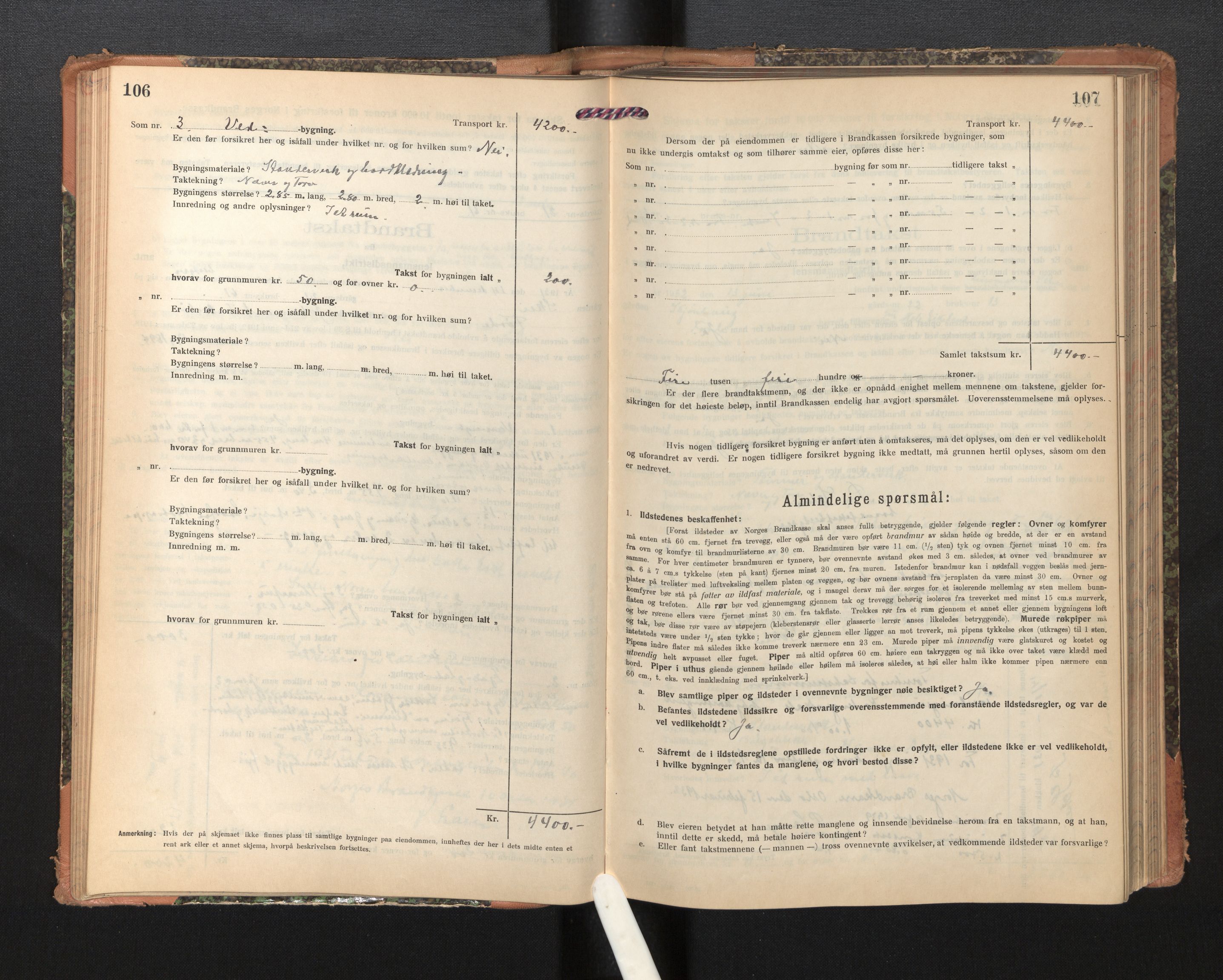 Lensmannen i Førde, SAB/A-27401/0012/L0009: Branntakstprotokoll, skjematakst, 1922-1946, s. 106-107