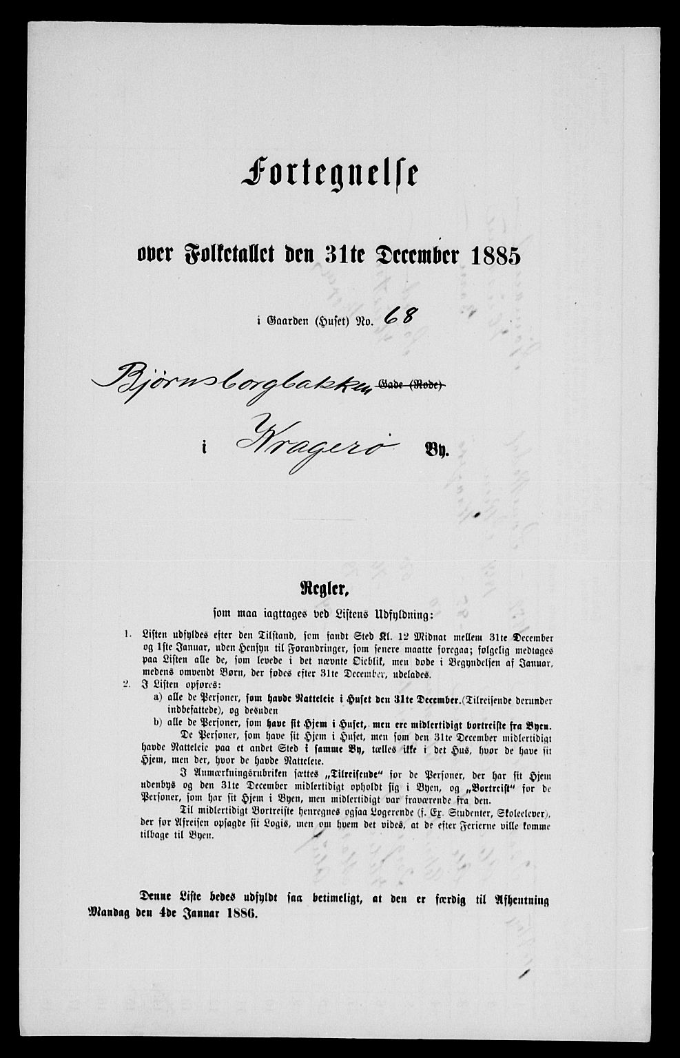 SAKO, Folketelling 1885 for 0801 Kragerø kjøpstad, 1885, s. 1018