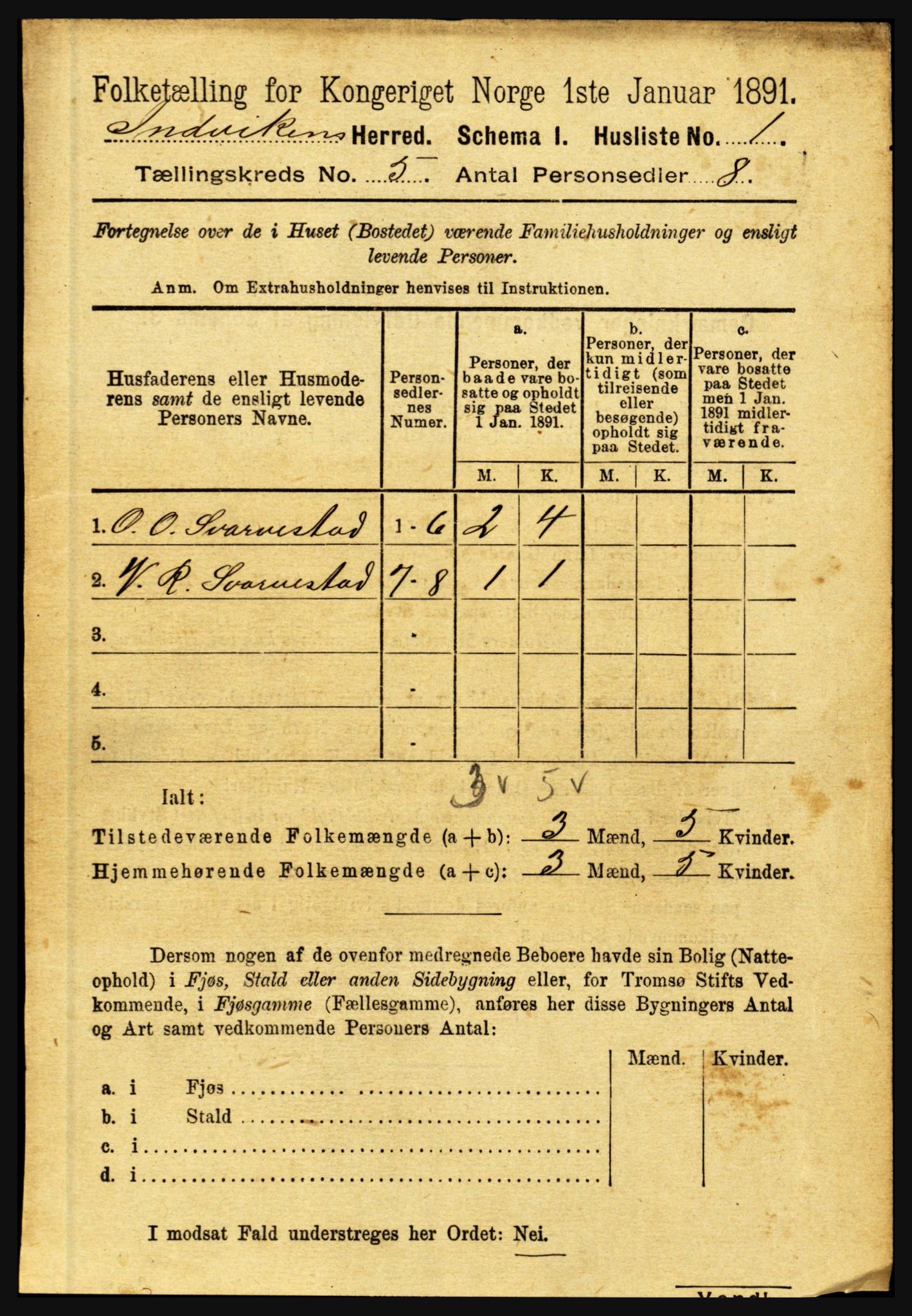 RA, Folketelling 1891 for 1447 Innvik herred, 1891, s. 1893