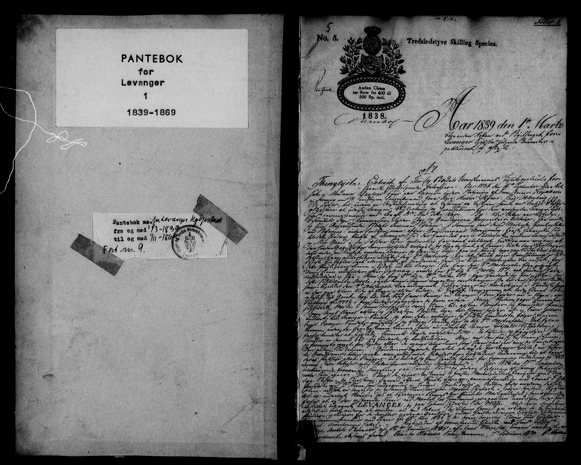 Stjør- og Verdal sorenskriveri, AV/SAT-A-4167/1/2/2C/L0125: Pantebok nr. 1, 1839-1869, s. 1