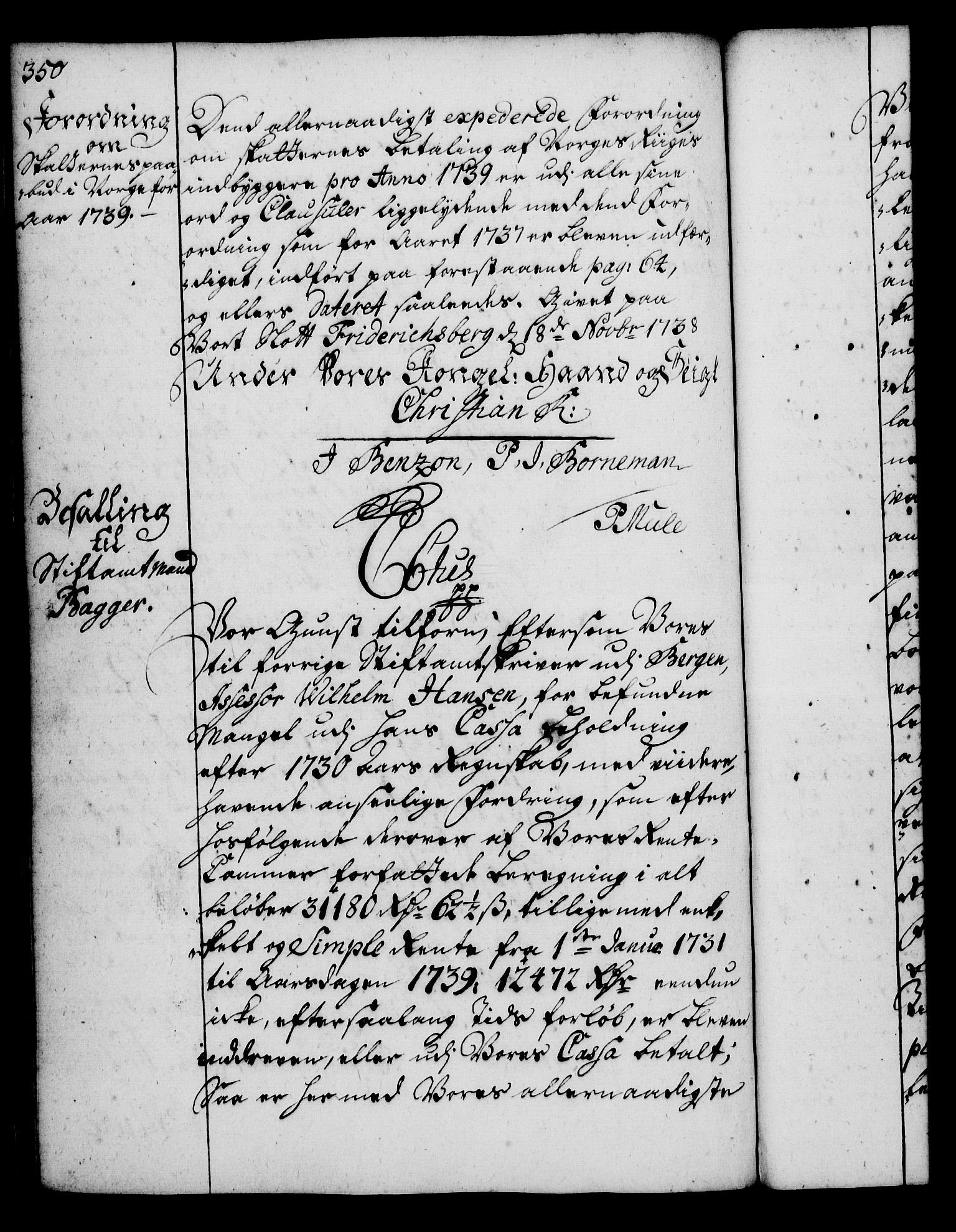 Rentekammeret, Kammerkanselliet, RA/EA-3111/G/Gg/Gga/L0004: Norsk ekspedisjonsprotokoll med register (merket RK 53.4), 1734-1741, s. 350