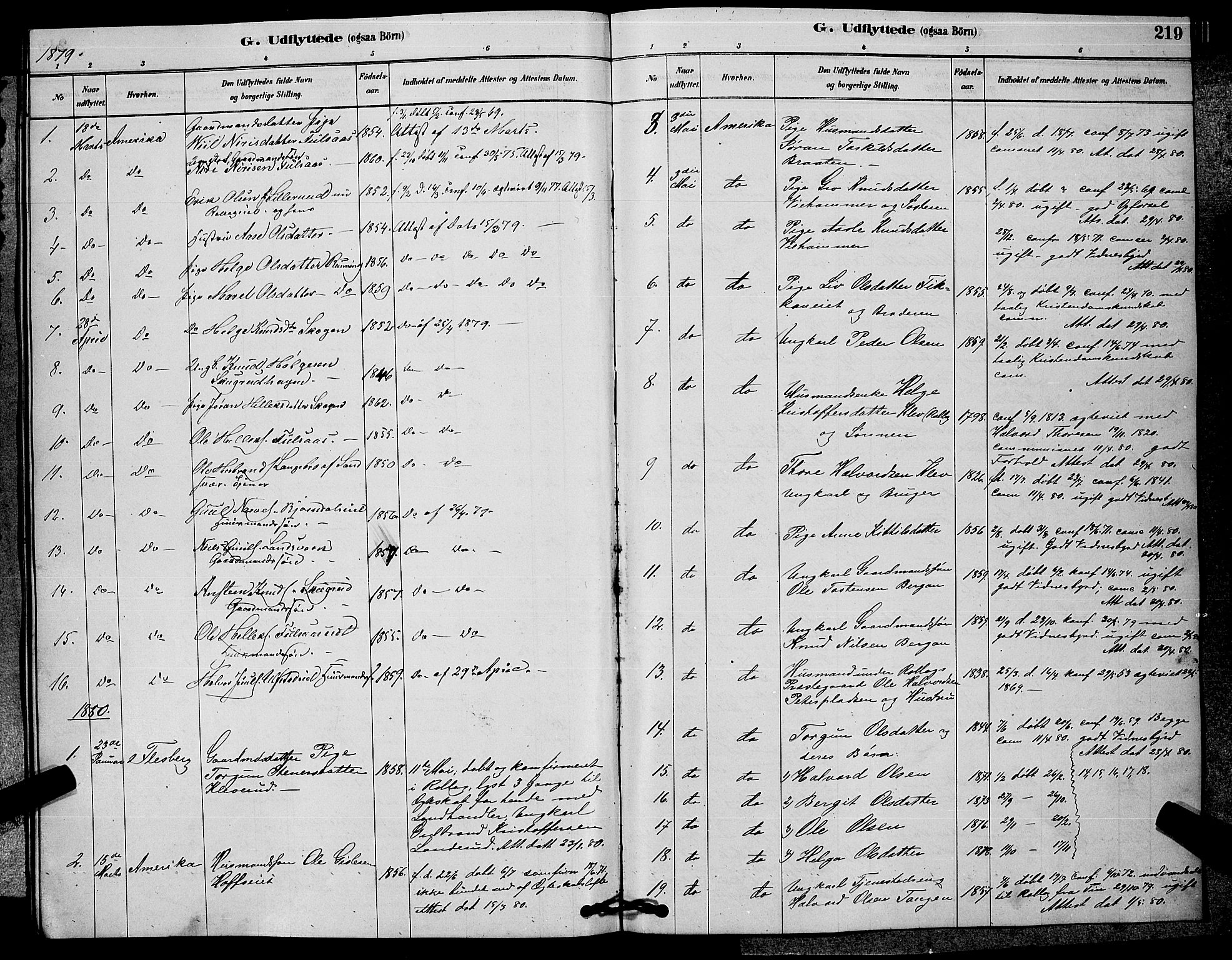 Rollag kirkebøker, AV/SAKO-A-240/G/Ga/L0004: Klokkerbok nr. I 4, 1878-1903, s. 219