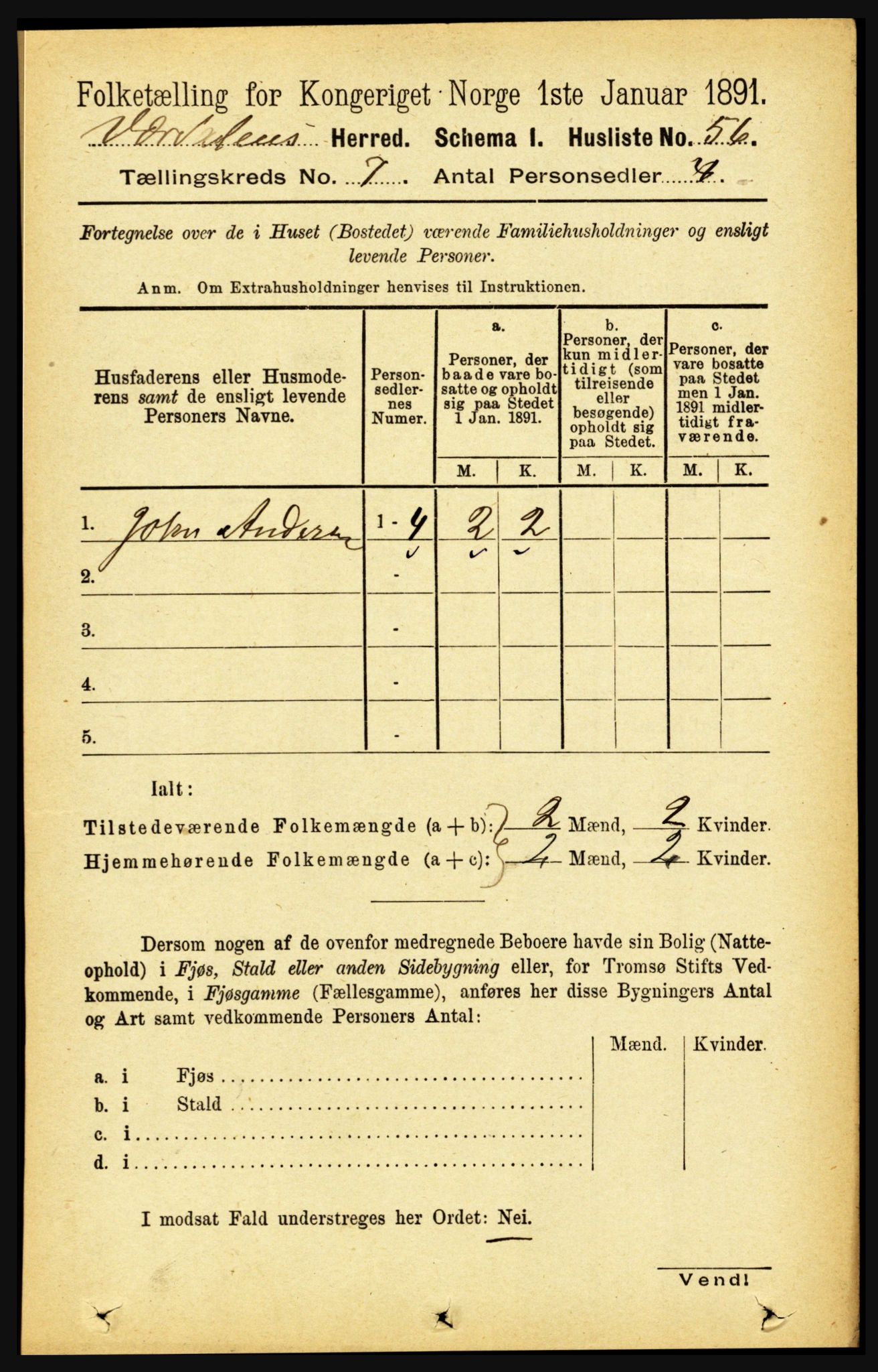 RA, Folketelling 1891 for 1721 Verdal herred, 1891, s. 3970