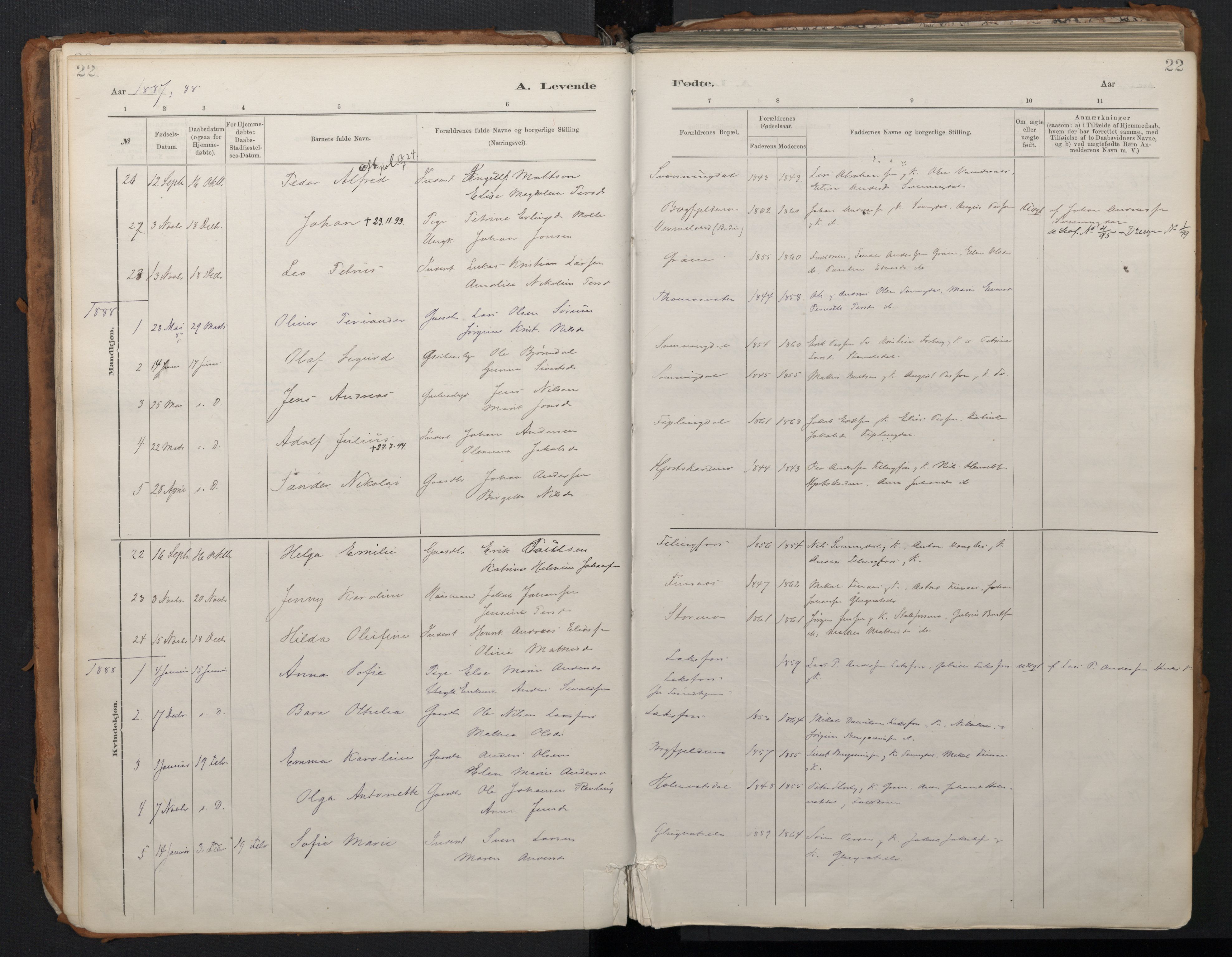 Ministerialprotokoller, klokkerbøker og fødselsregistre - Nordland, AV/SAT-A-1459/824/L0338: Ministerialbok nr. 824A01, 1880-1915, s. 22