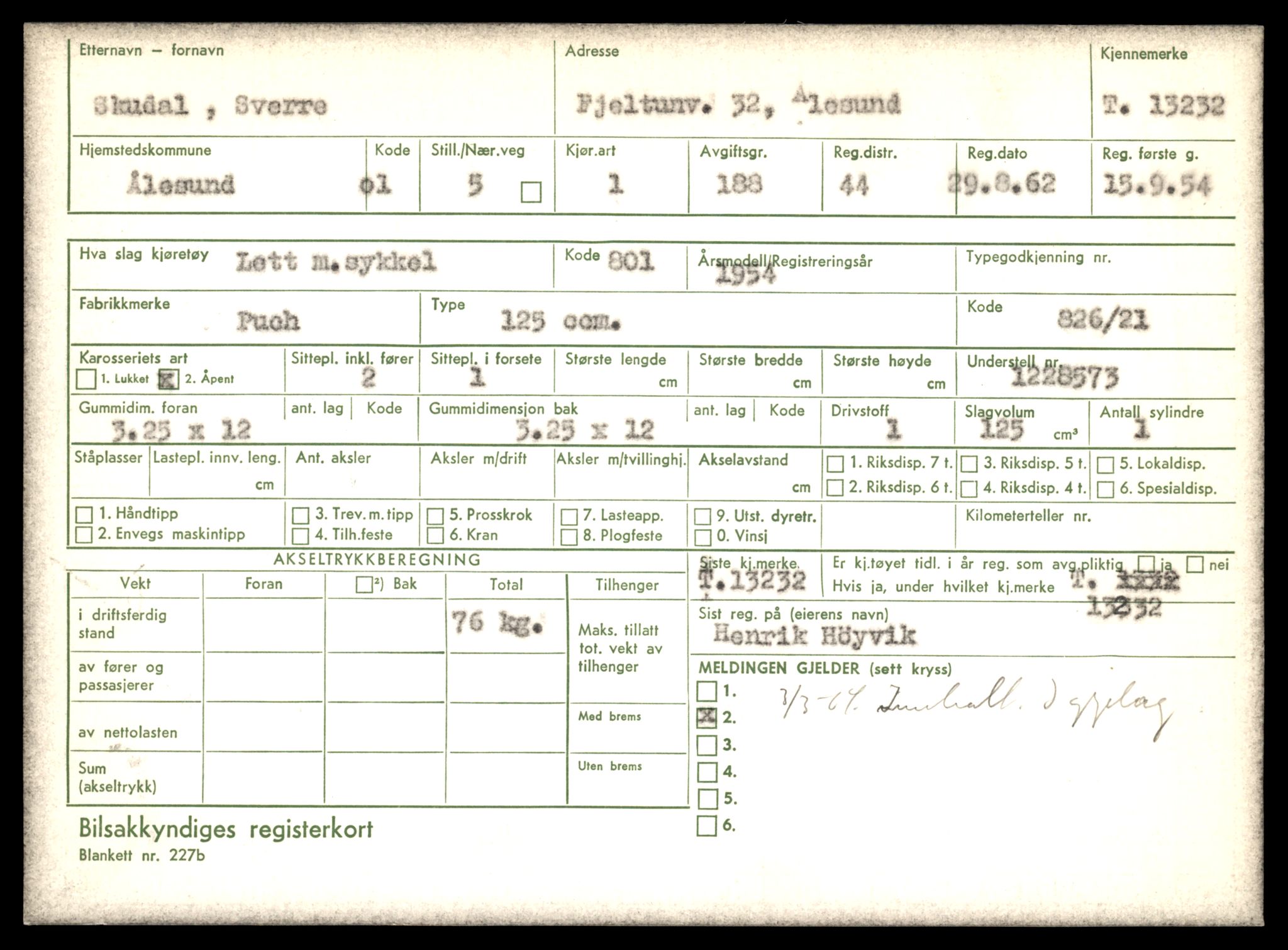 Møre og Romsdal vegkontor - Ålesund trafikkstasjon, AV/SAT-A-4099/F/Fe/L0038: Registreringskort for kjøretøy T 13180 - T 13360, 1927-1998, s. 937