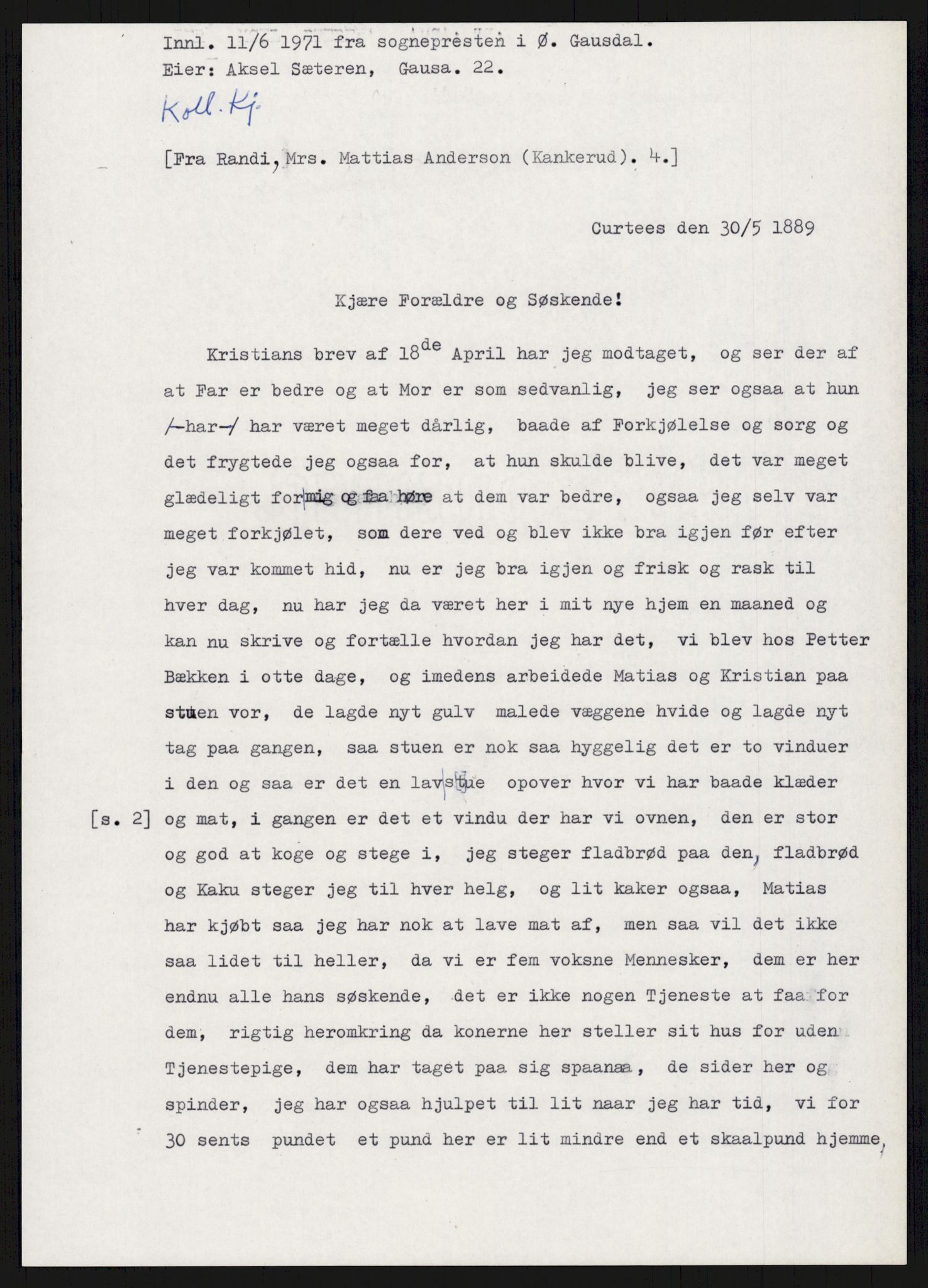 Samlinger til kildeutgivelse, Amerikabrevene, AV/RA-EA-4057/F/L0015: Innlån fra Oppland: Sæteren - Vigerust, 1838-1914, s. 167