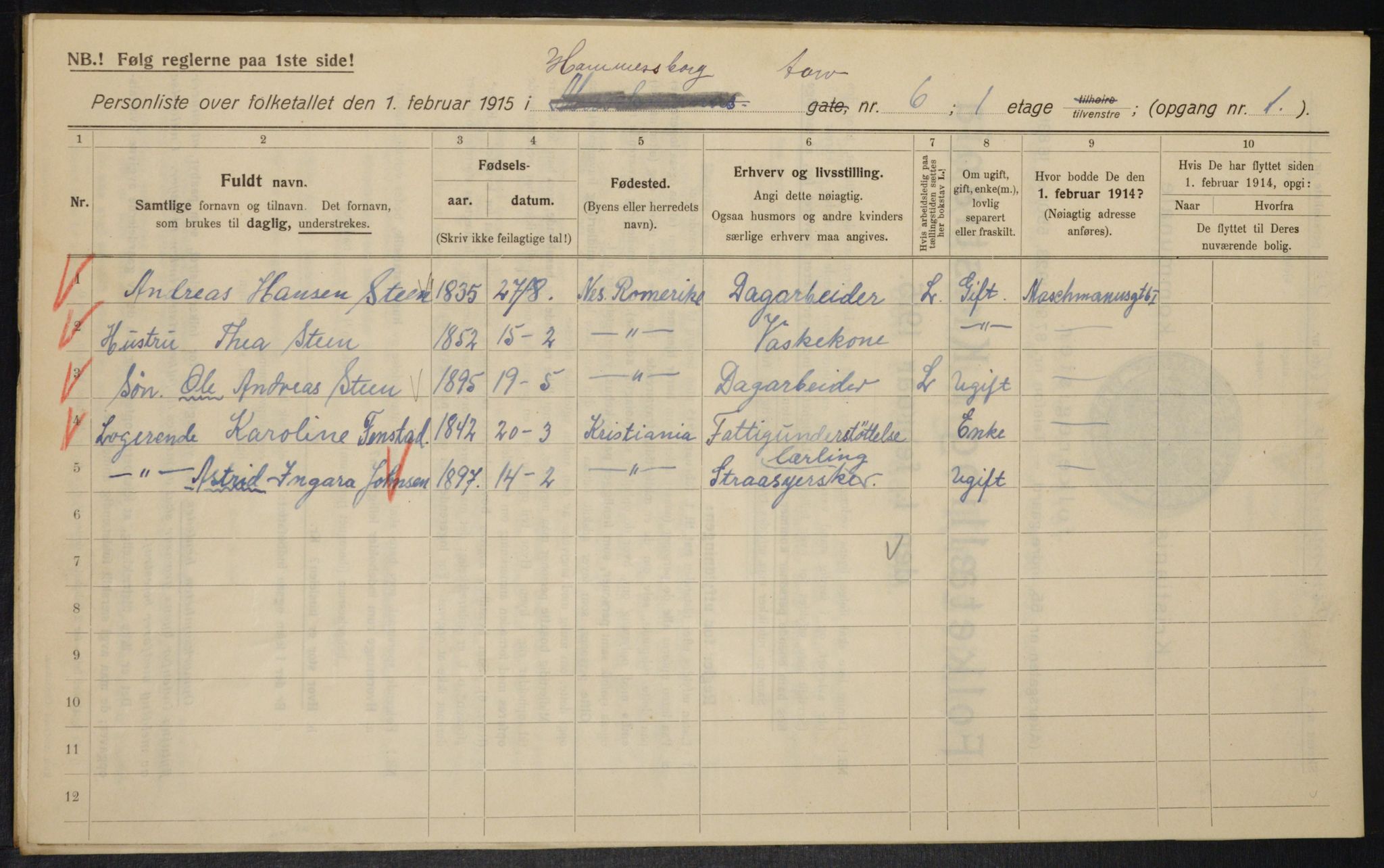 OBA, Kommunal folketelling 1.2.1915 for Kristiania, 1915, s. 34128