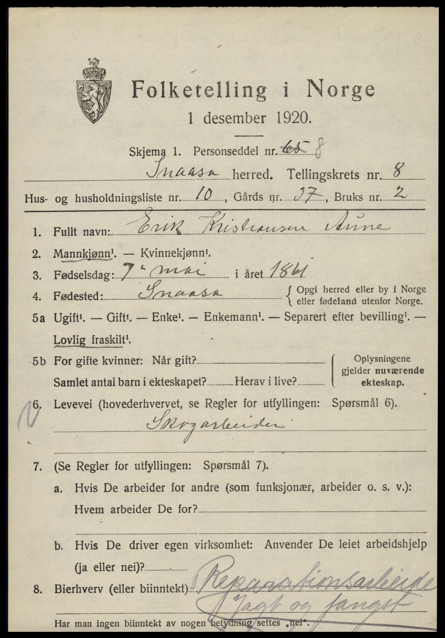 SAT, Folketelling 1920 for 1736 Snåsa herred, 1920, s. 3296