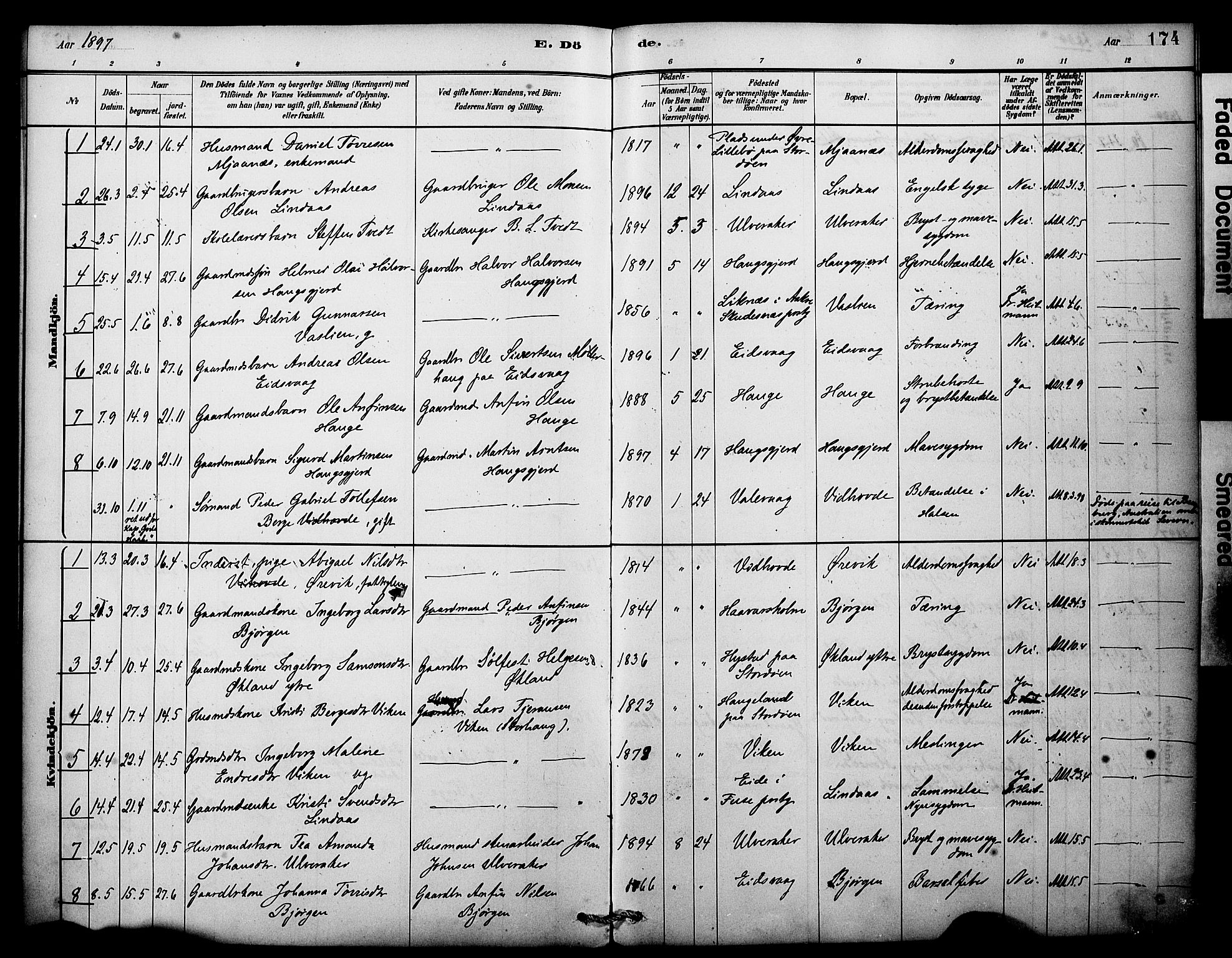 Sveio Sokneprestembete, AV/SAB-A-78501/H/Haa: Ministerialbok nr. C 2, 1881-1899, s. 174