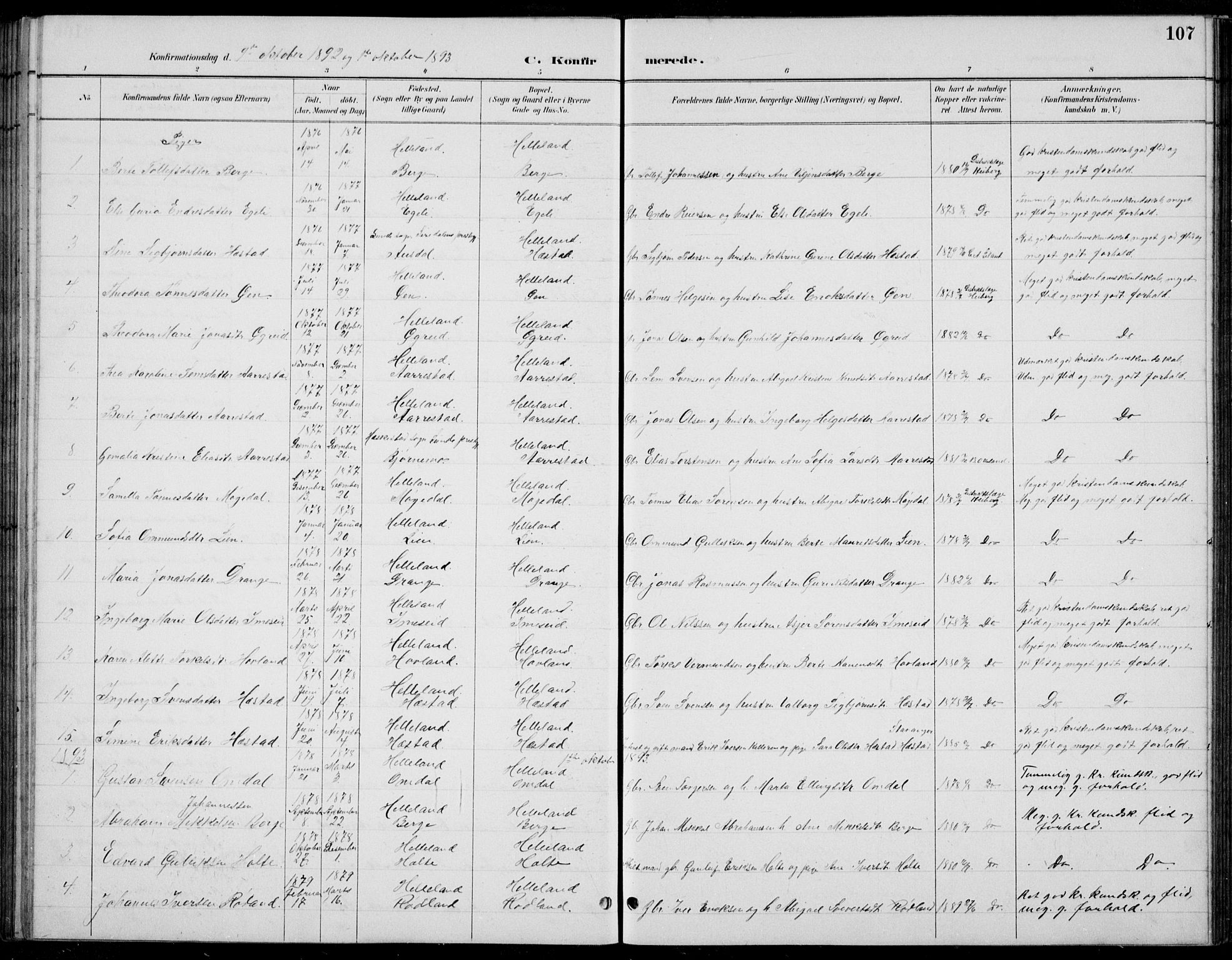 Helleland sokneprestkontor, AV/SAST-A-101810: Klokkerbok nr. B 4, 1887-1941, s. 107