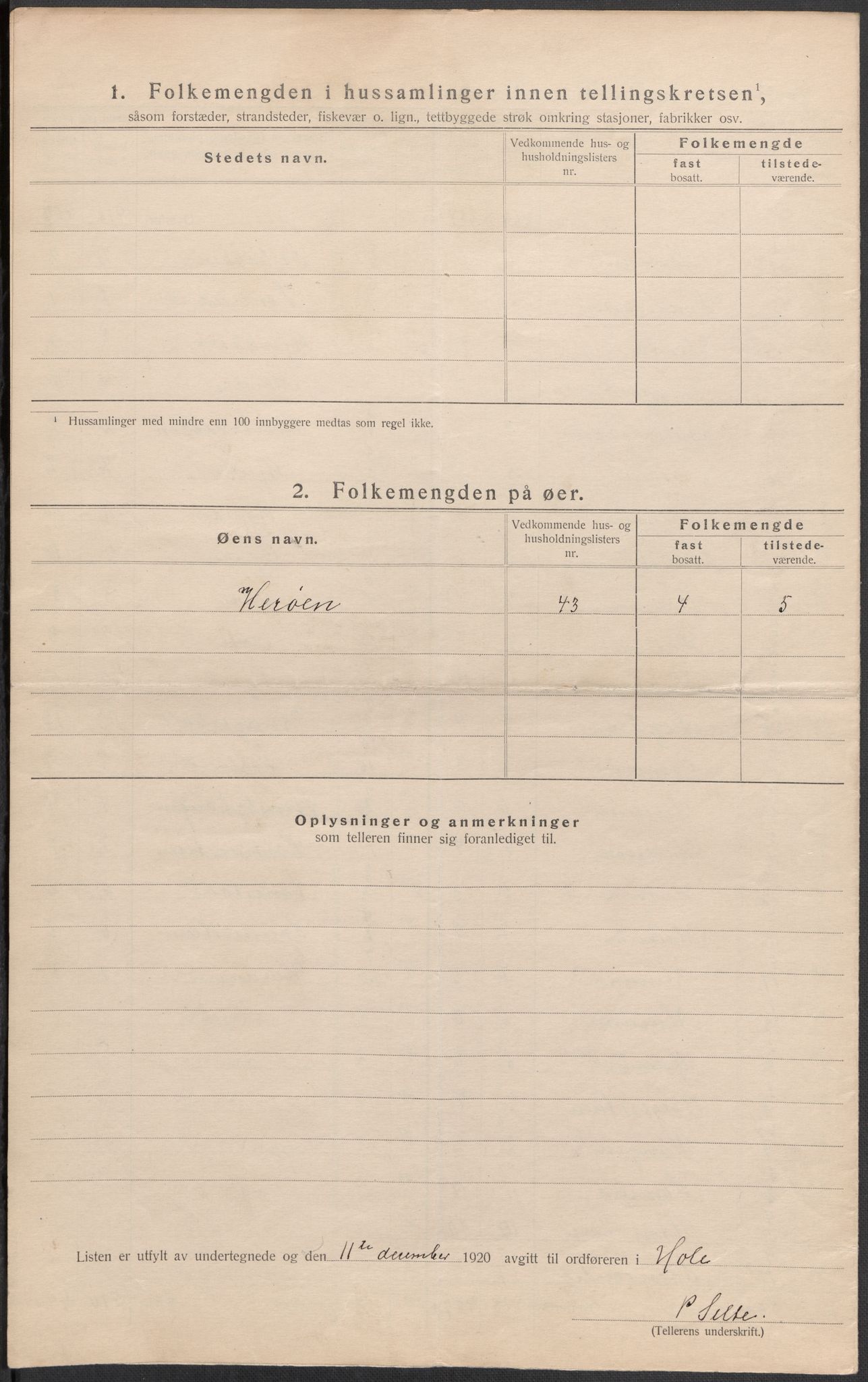 SAKO, Folketelling 1920 for 0612 Hole herred, 1920, s. 9