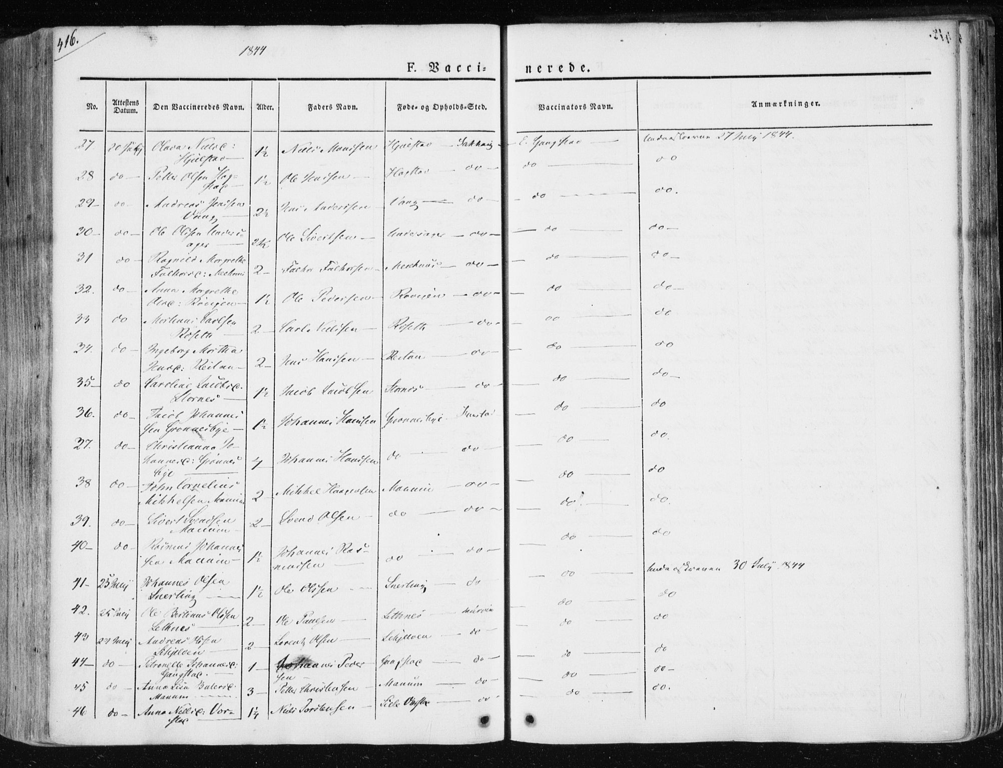 Ministerialprotokoller, klokkerbøker og fødselsregistre - Nord-Trøndelag, SAT/A-1458/730/L0280: Ministerialbok nr. 730A07 /1, 1840-1854, s. 416