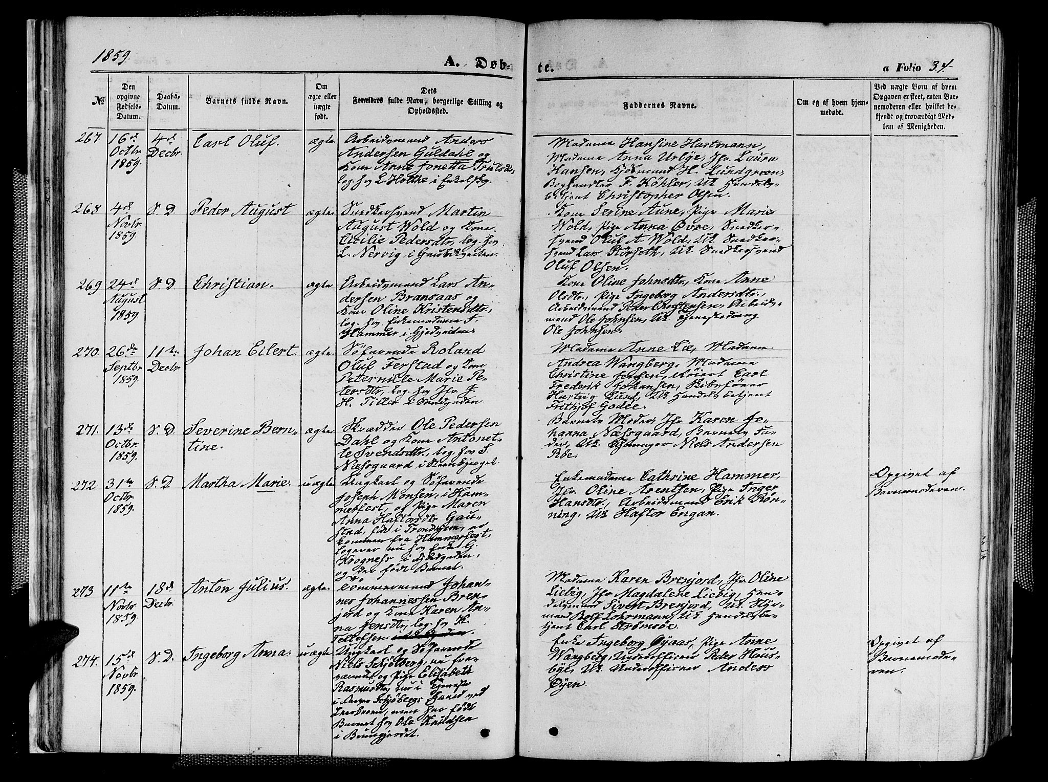 Ministerialprotokoller, klokkerbøker og fødselsregistre - Sør-Trøndelag, SAT/A-1456/602/L0139: Klokkerbok nr. 602C07, 1859-1864, s. 34