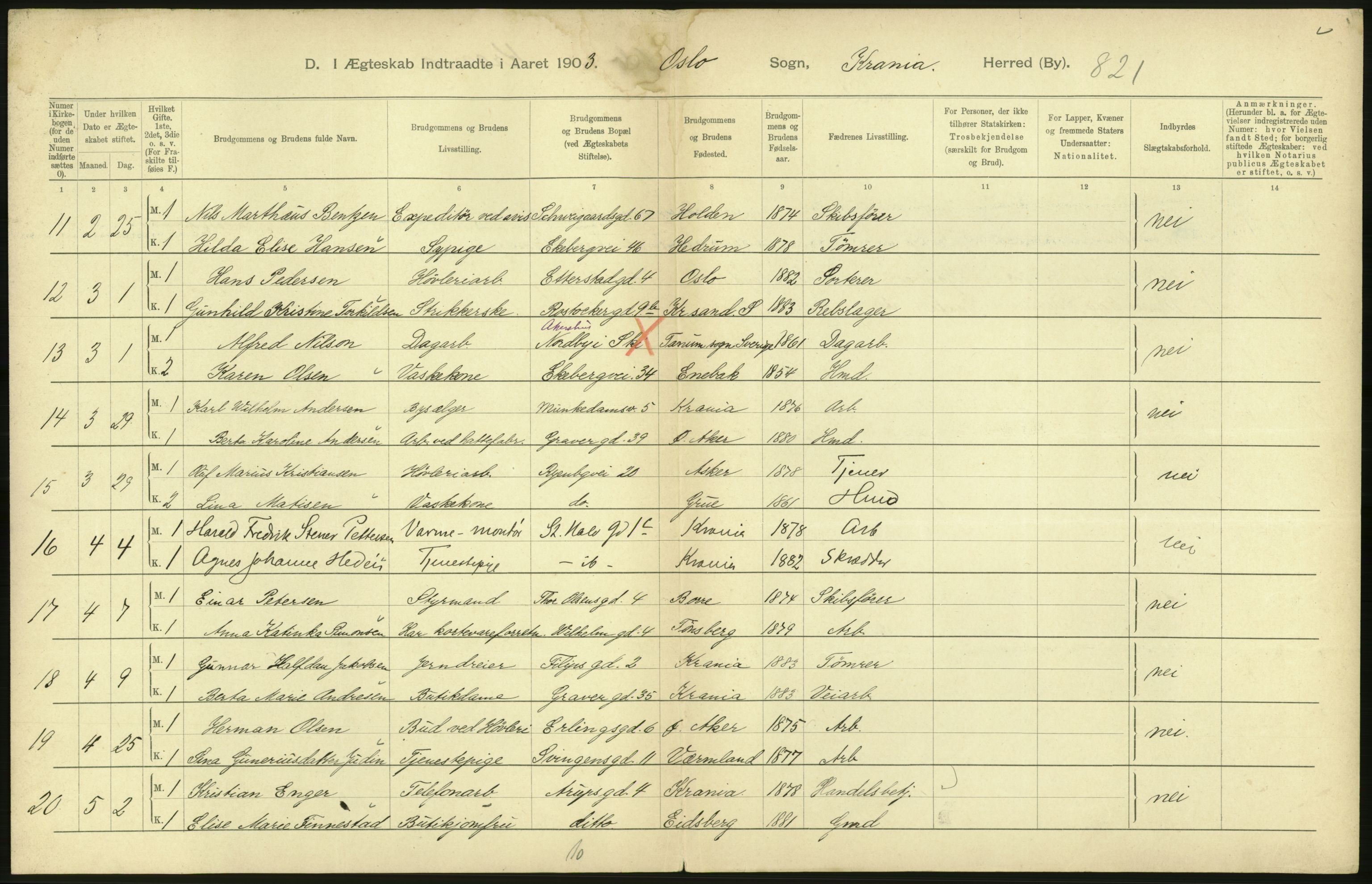 Statistisk sentralbyrå, Sosiodemografiske emner, Befolkning, RA/S-2228/D/Df/Dfa/Dfaa/L0004: Kristiania: Gifte, døde, 1903, s. 534