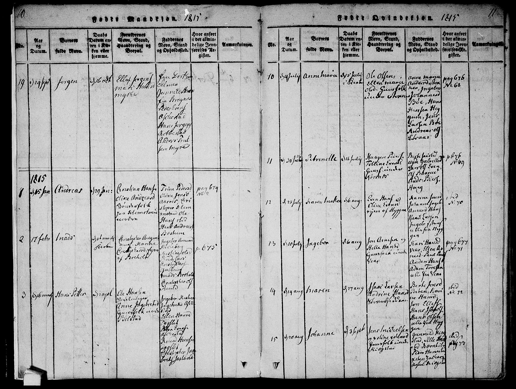 Røyken kirkebøker, SAKO/A-241/F/Fa/L0004: Ministerialbok nr. 4, 1814-1832, s. 10-11