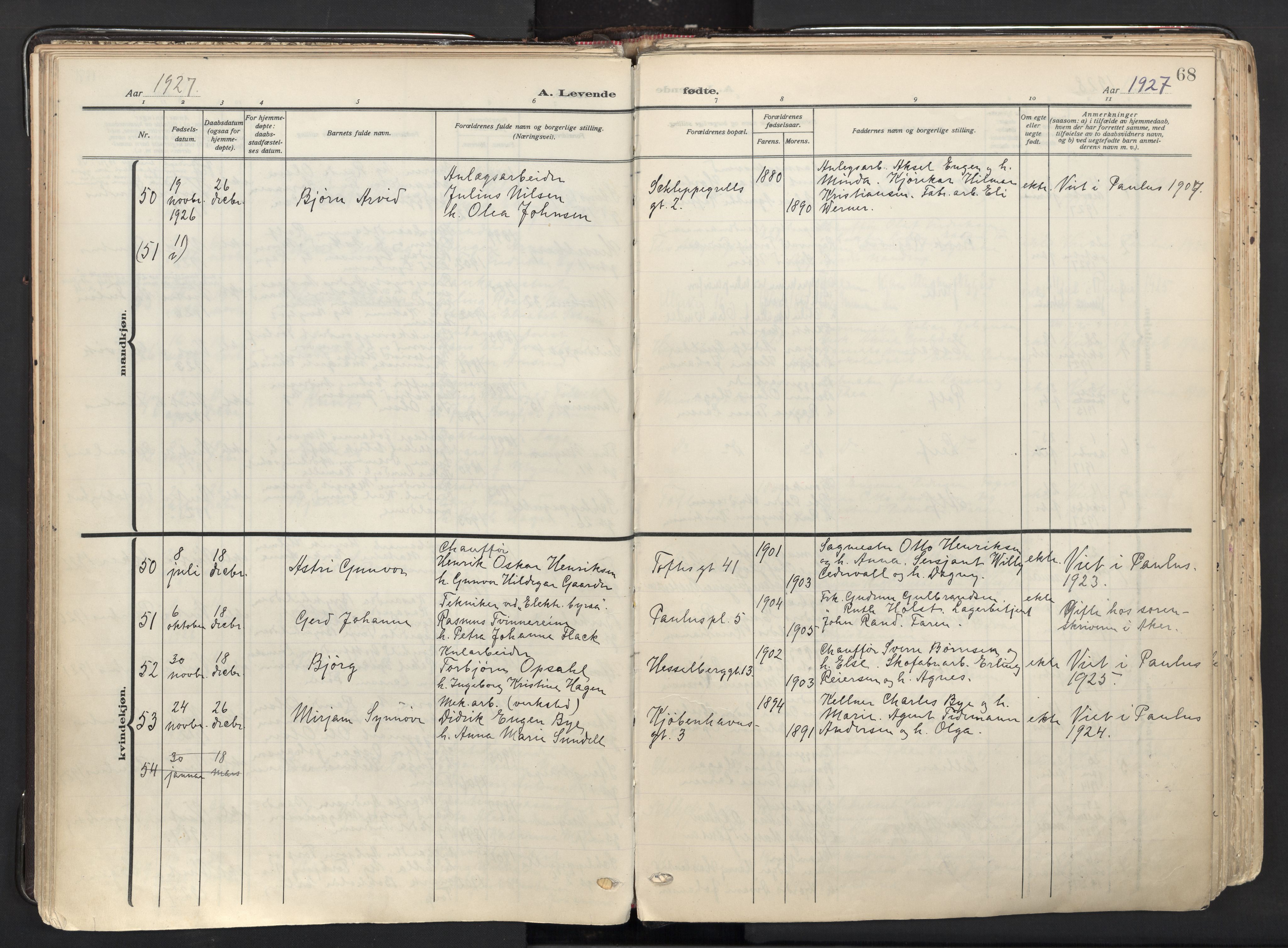 Paulus prestekontor Kirkebøker, AV/SAO-A-10871/F/Fa/L0027: Ministerialbok nr. 27, 1922-1945, s. 68