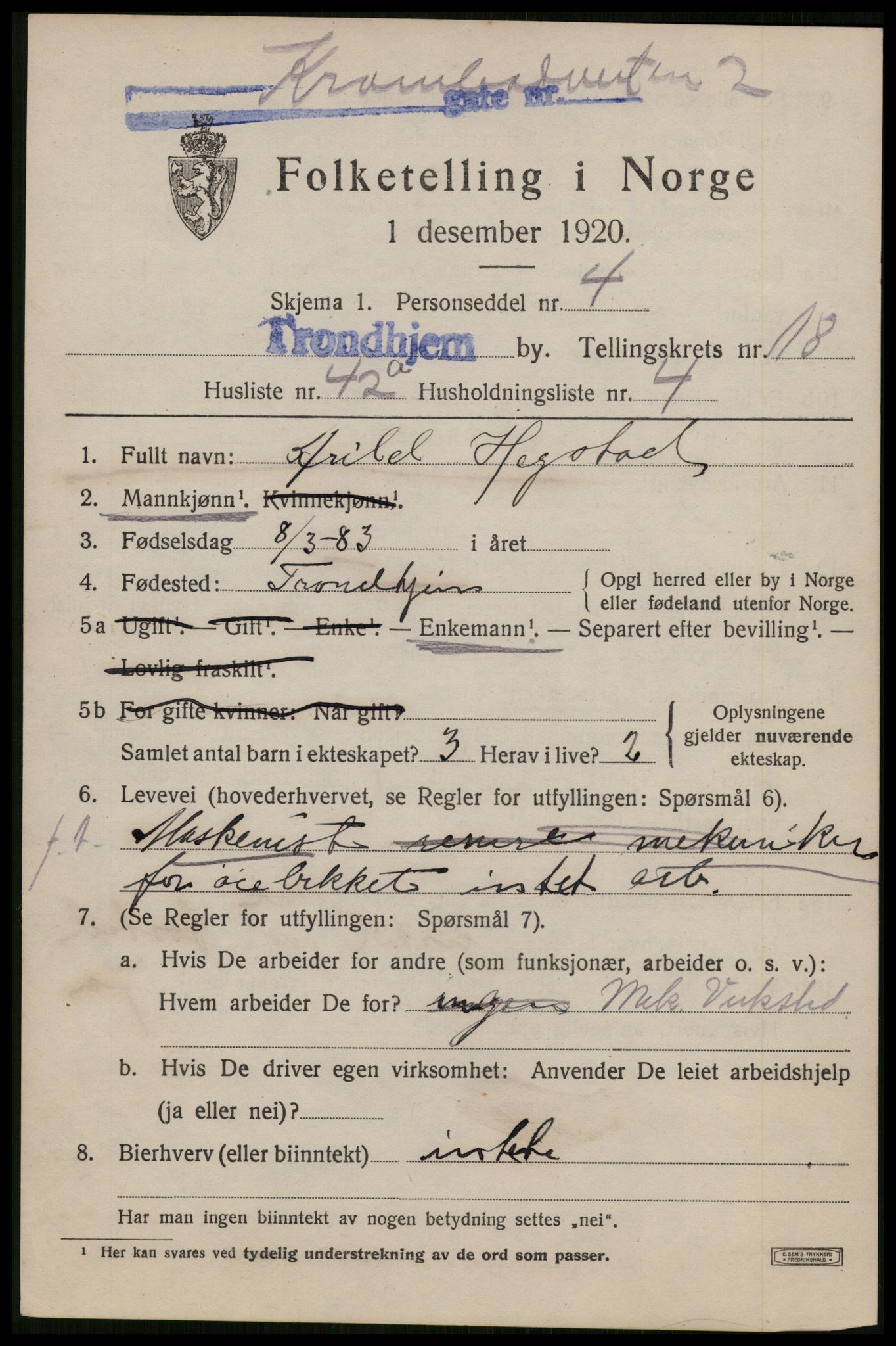 SAT, Folketelling 1920 for 1601 Trondheim kjøpstad, 1920, s. 57230
