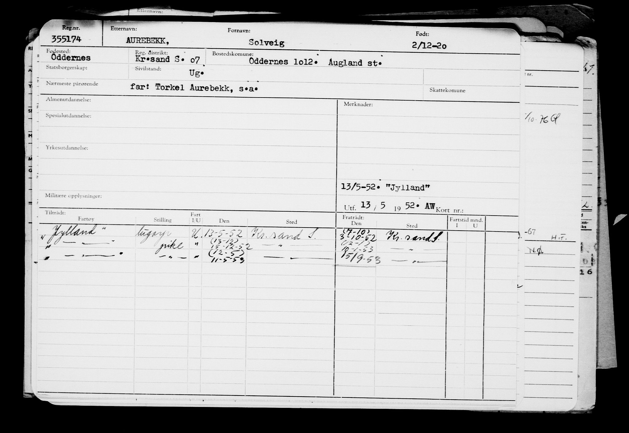 Direktoratet for sjømenn, RA/S-3545/G/Gb/L0188: Hovedkort, 1920, s. 32