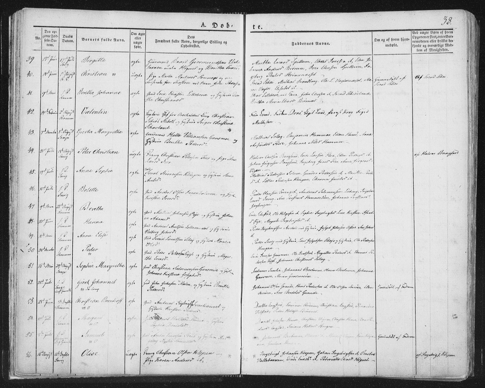 Ministerialprotokoller, klokkerbøker og fødselsregistre - Nord-Trøndelag, AV/SAT-A-1458/764/L0551: Ministerialbok nr. 764A07a, 1824-1864, s. 38