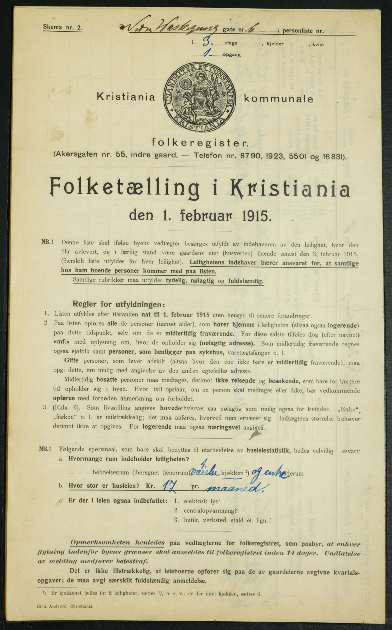 OBA, Kommunal folketelling 1.2.1915 for Kristiania, 1915, s. 68974