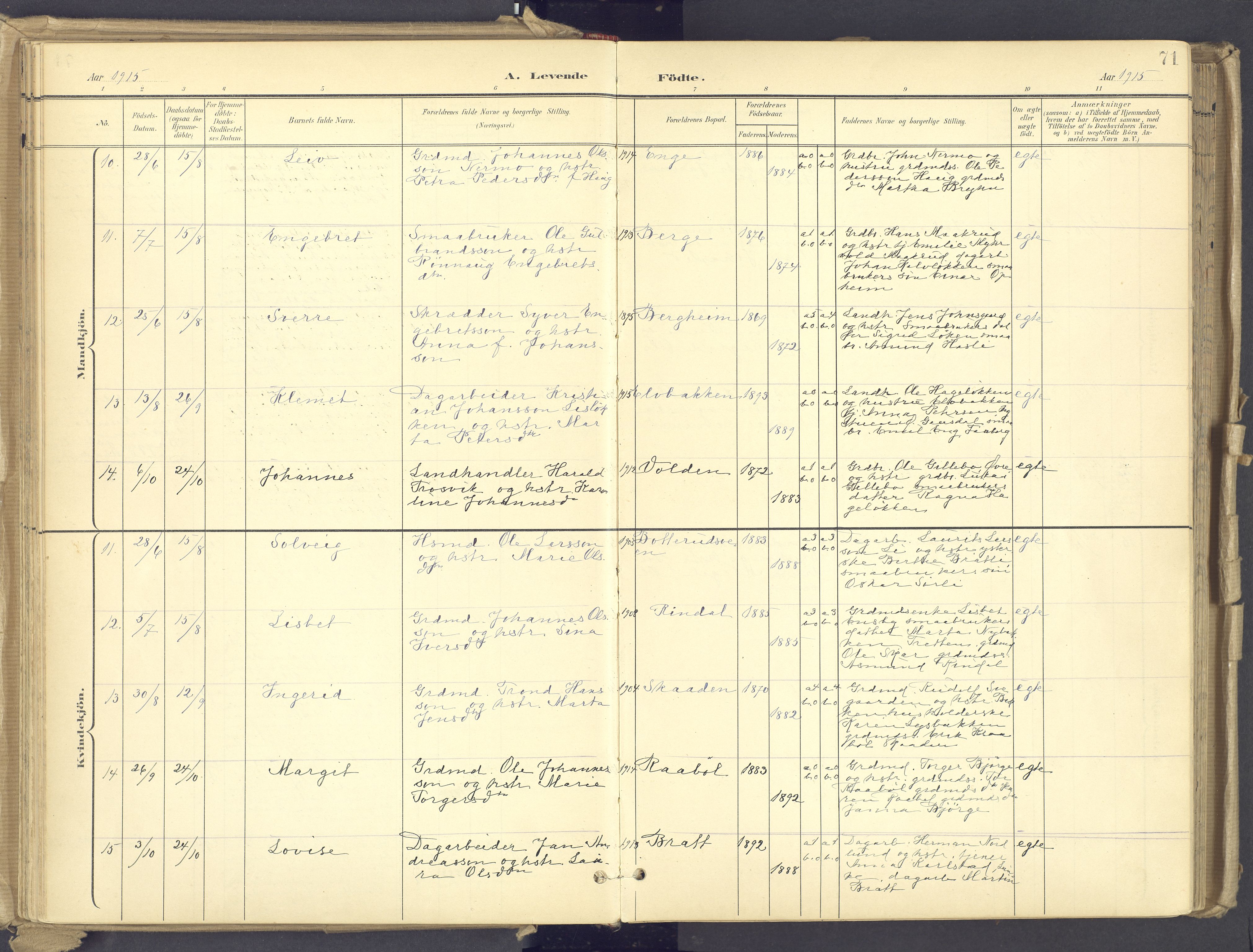 Øyer prestekontor, AV/SAH-PREST-084/H/Ha/Haa/L0012: Ministerialbok nr. 12, 1897-1920, s. 71