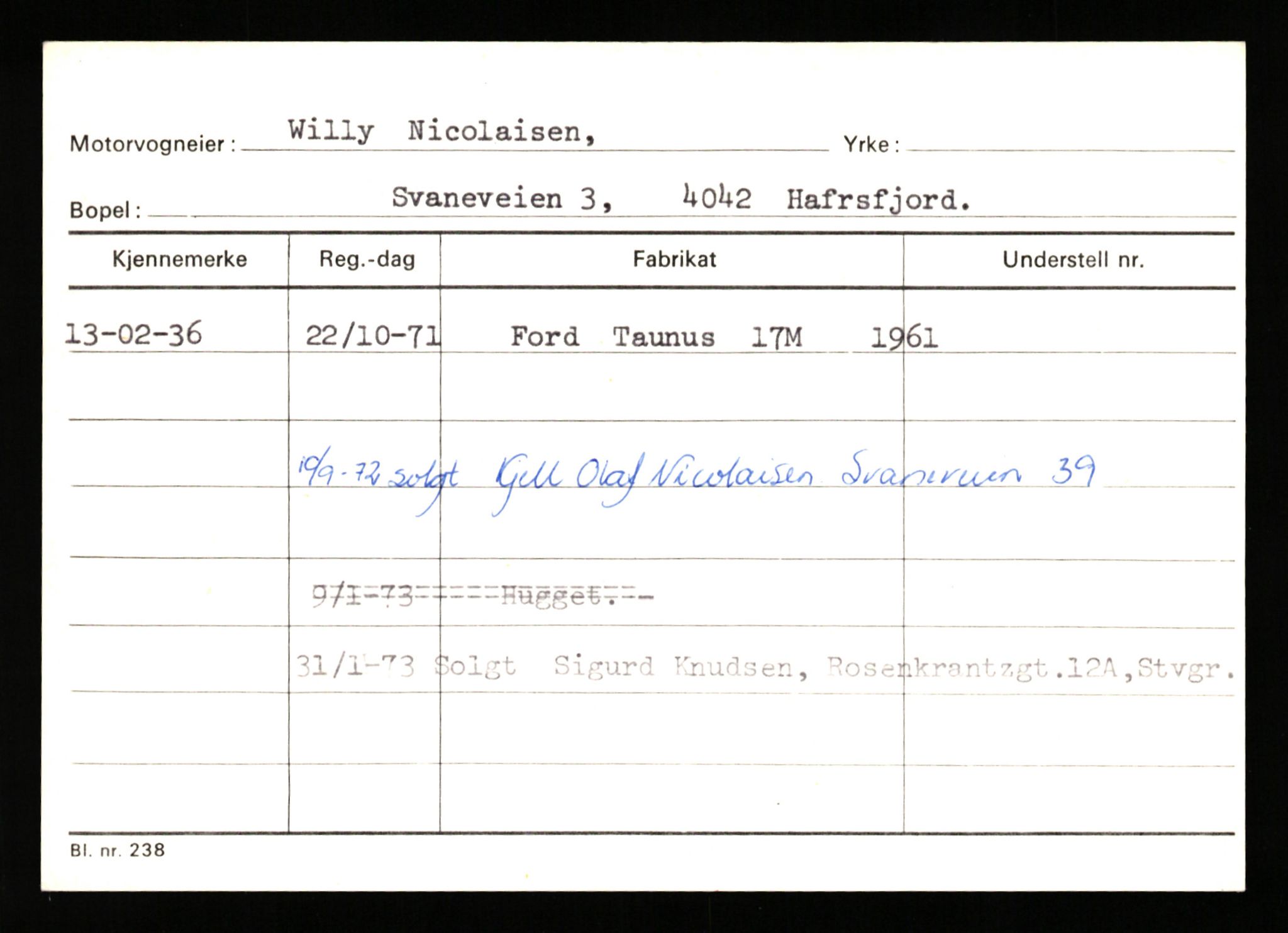 Stavanger trafikkstasjon, AV/SAST-A-101942/0/G/L0010: Registreringsnummer: 130000 - 239953, 1930-1971, s. 9