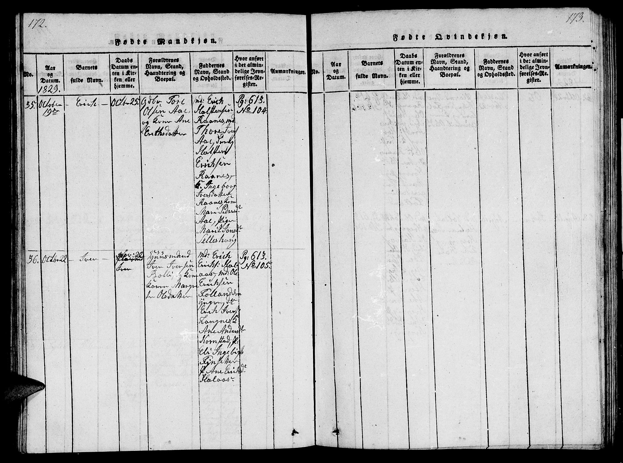 Ministerialprotokoller, klokkerbøker og fødselsregistre - Møre og Romsdal, AV/SAT-A-1454/570/L0831: Ministerialbok nr. 570A05, 1819-1829, s. 172-173